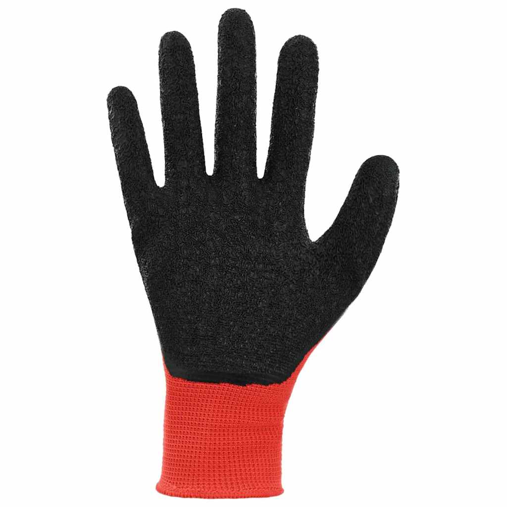 vidaXL Werkhandschoenen 12 pcs Rood en Zwart 7 / S Latexcoating