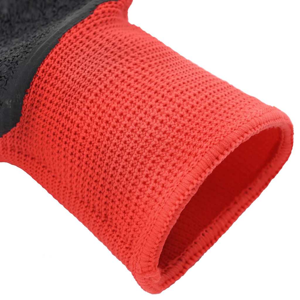 vidaXL Werkhandschoenen 12 pcs Rood en Zwart 7 / S Latexcoating