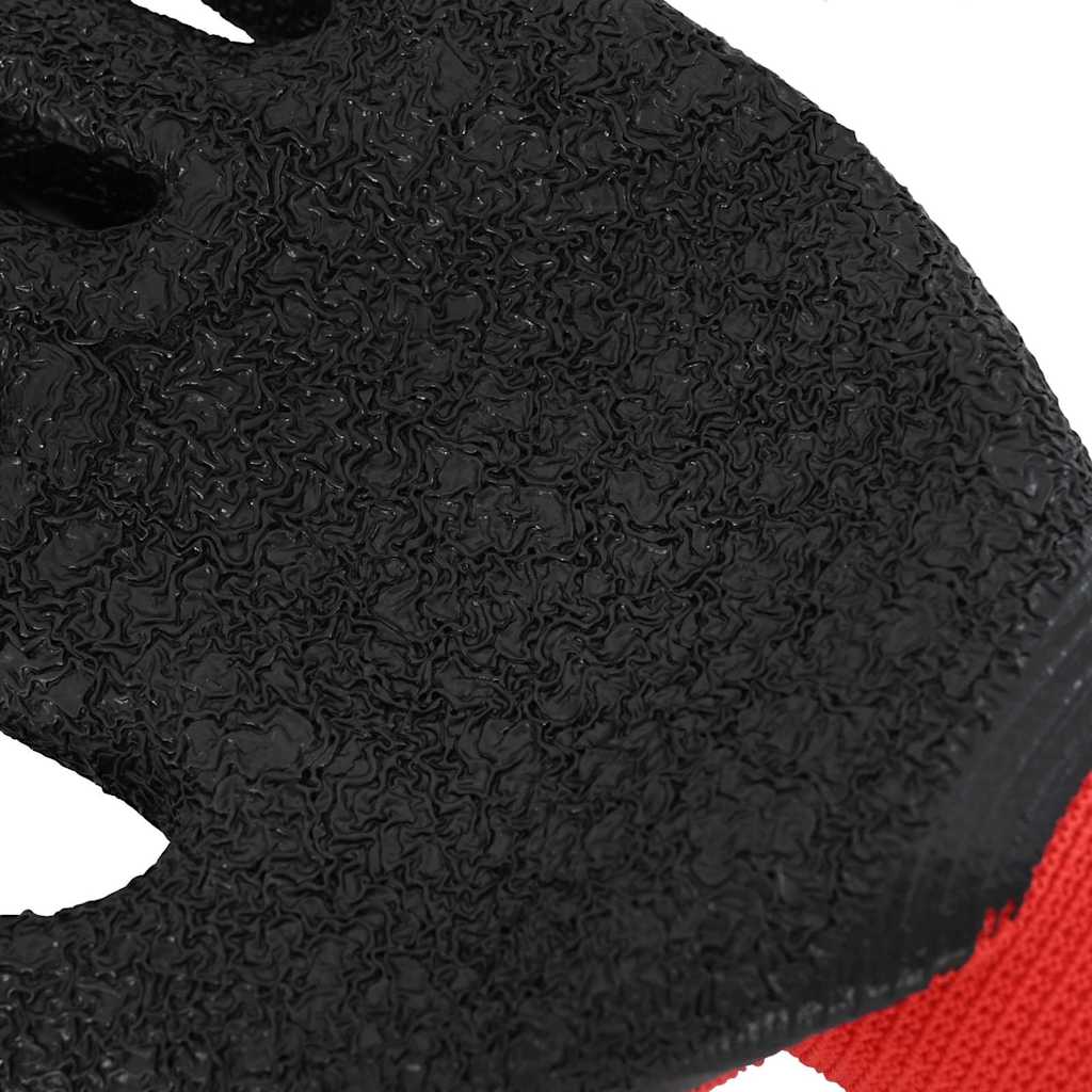 vidaXL Werkhandschoenen 12 pcs Rood en Zwart 7 / S Latexcoating