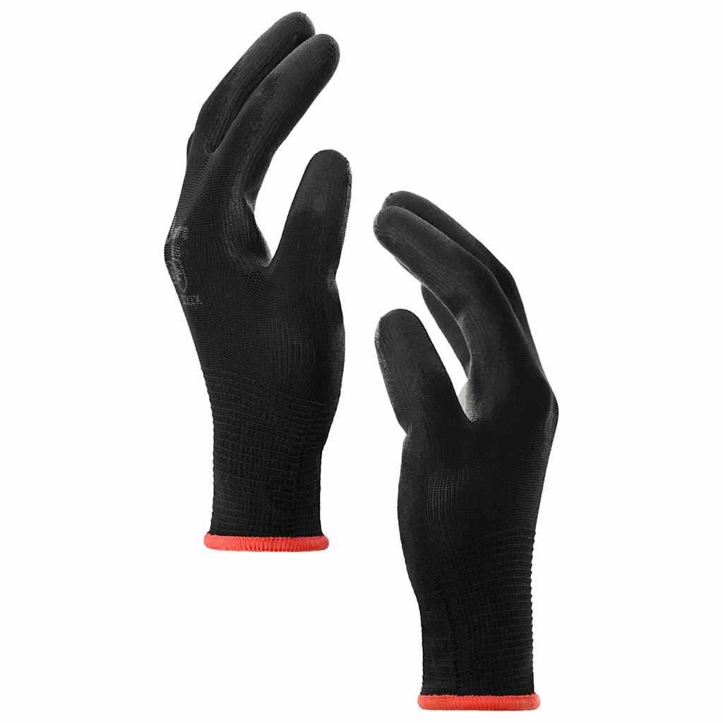 vidaXL Werkhandschoenen 12 pcs Zwart 7 / S Polyester
