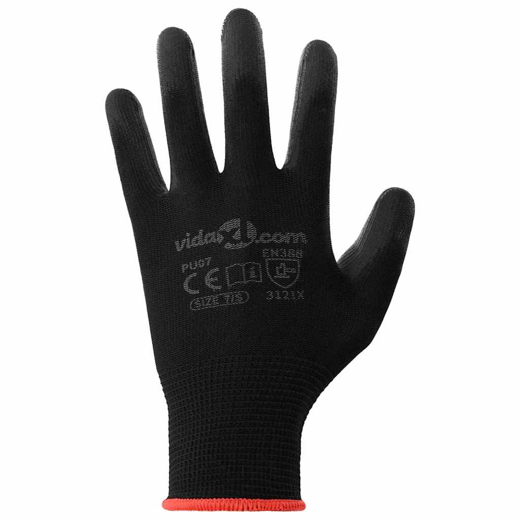vidaXL Werkhandschoenen 12 pcs Zwart 7 / S Polyester