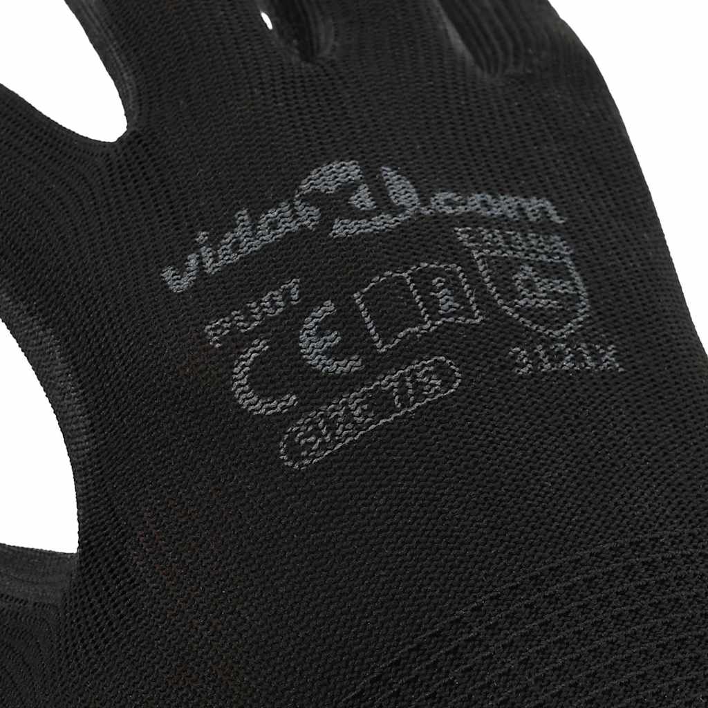 vidaXL Werkhandschoenen 12 pcs Zwart 7 / S Polyester