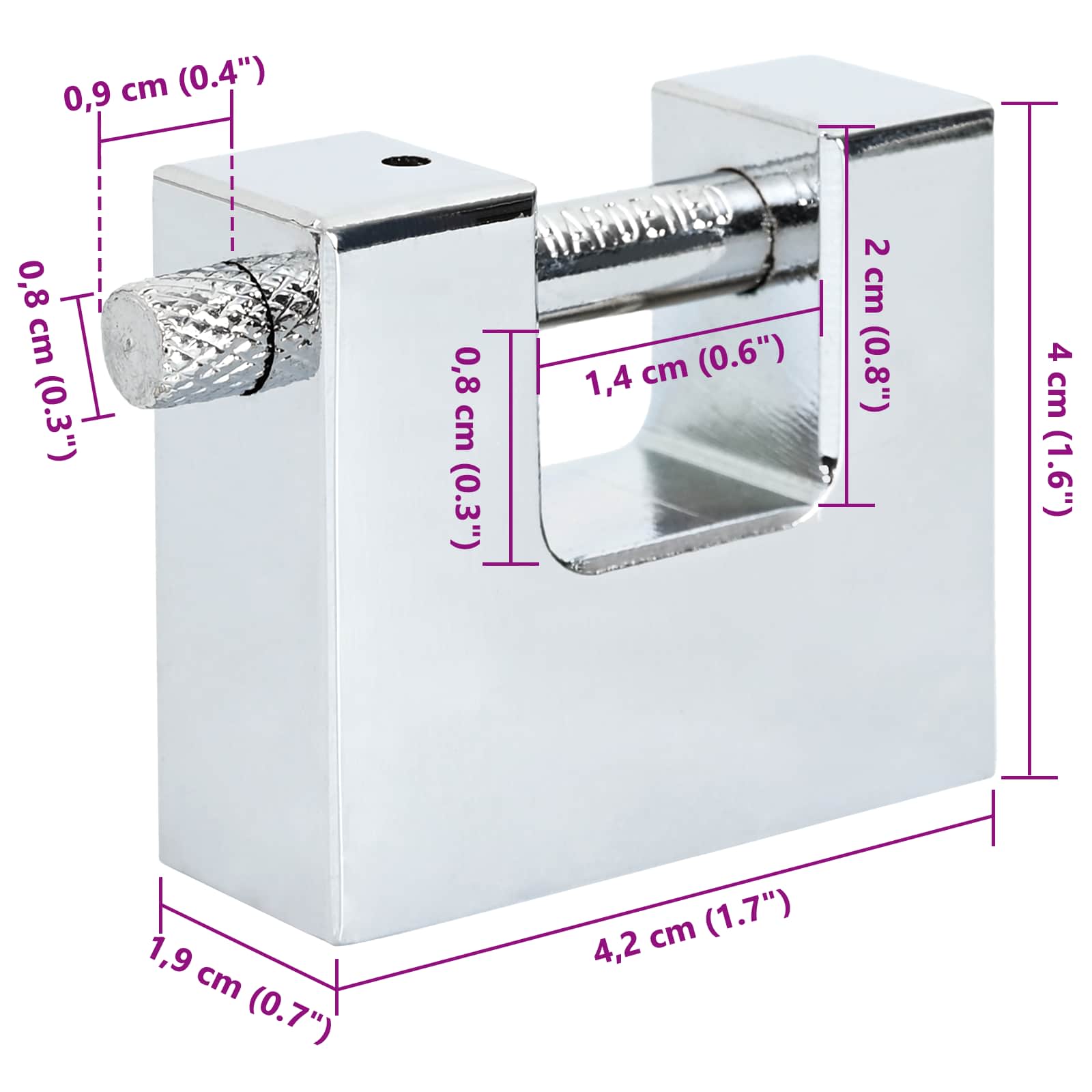vidaXL Hangslot Zilver 4,2 x 1,9 x 4 cm Staal