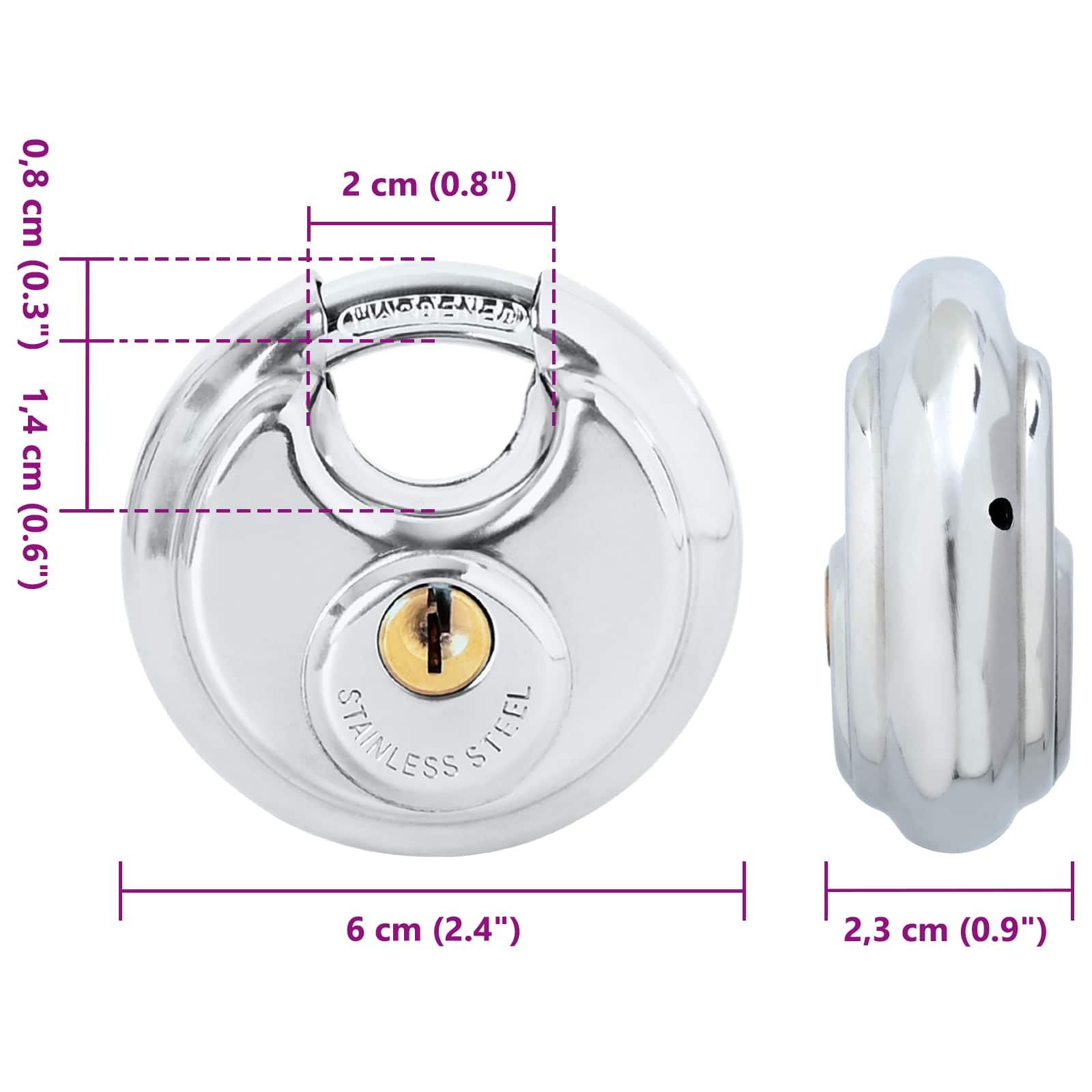 vidaXL Discusloten met sleutels 2 pcs Zilver 6 x 2.3 x 6 cm