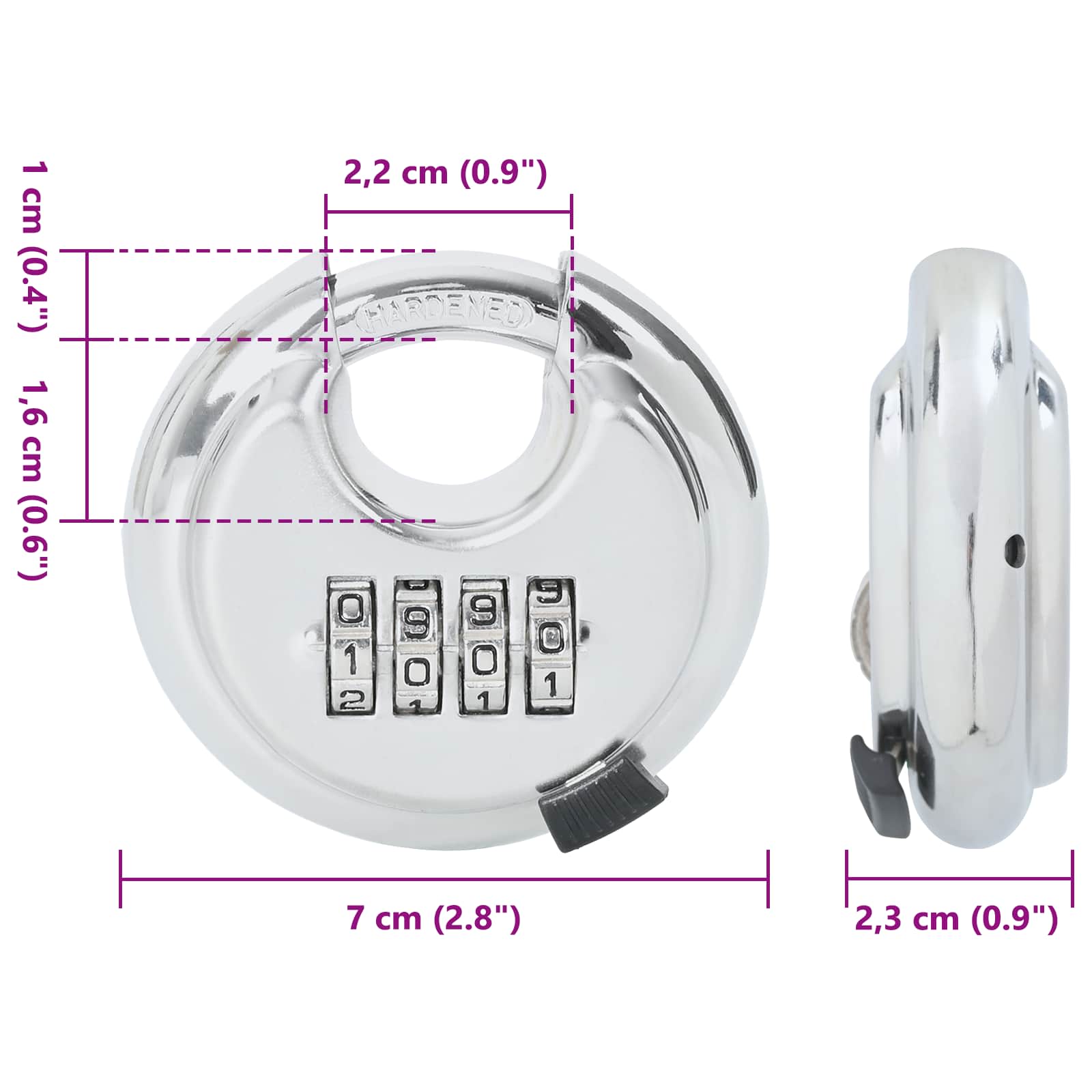 vidaXL Discusloten met sleutels 2 pcs Zilver 7 x 2,3 x 7 cm