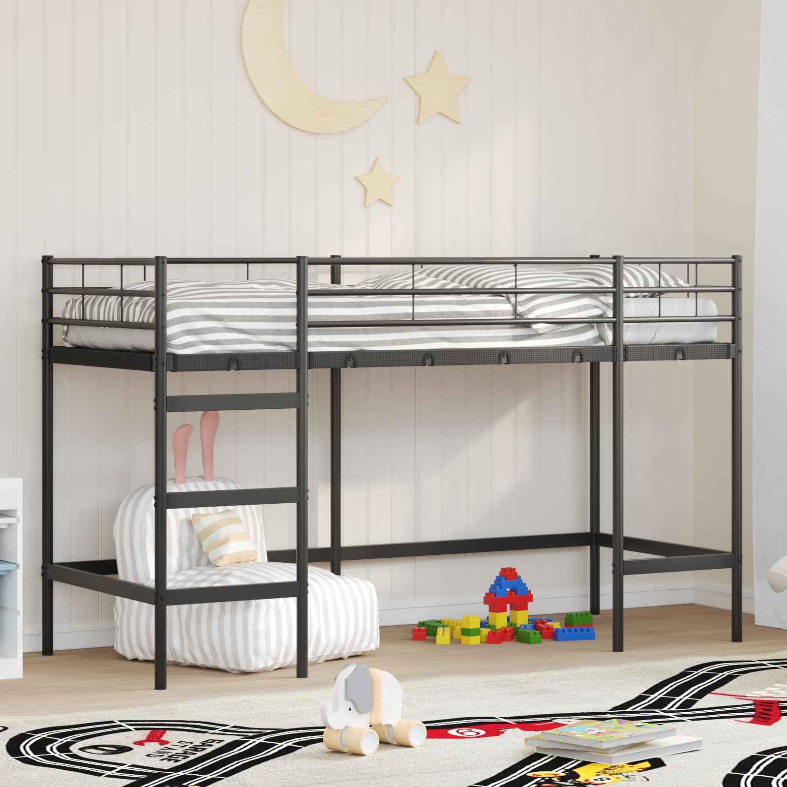 vidaXL Loftbed voor Kids Zwart 75 x 190 cm