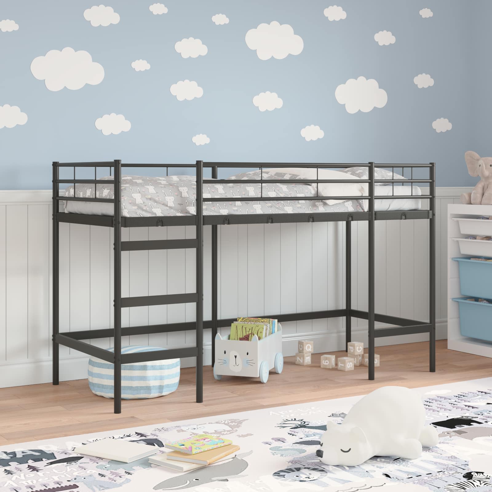 vidaXL Loftbed voor Kids Zwart 75 x 190 cm