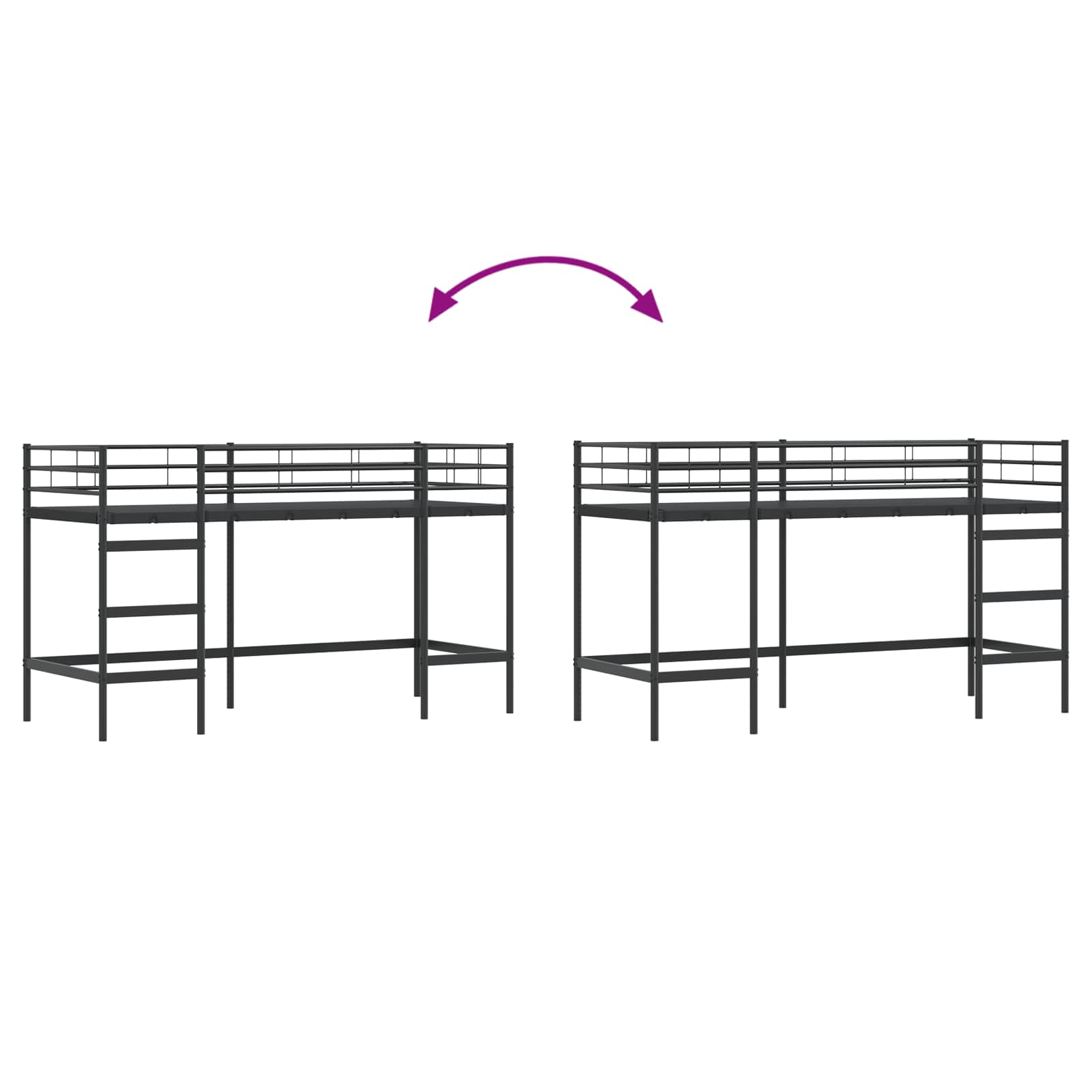 vidaXL Loftbed voor Kids Zwart 75 x 190 cm