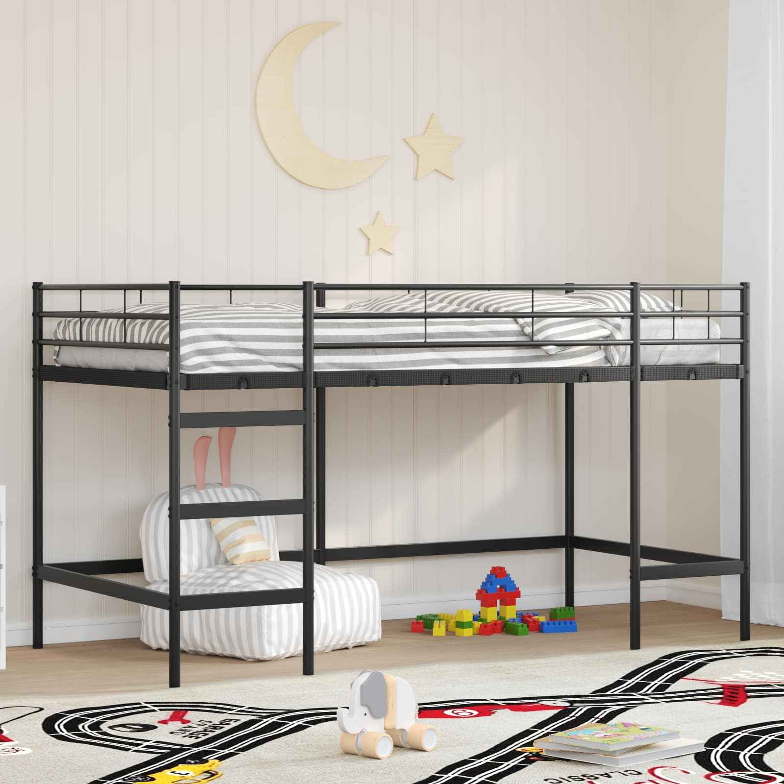 vidaXL Loftbed voor Kids Zwart 75 x 190 cm