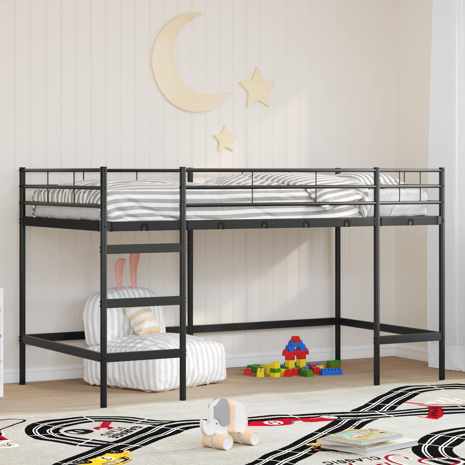 vidaXL Loftbed voor Kids Zwart 75 x 190 cm