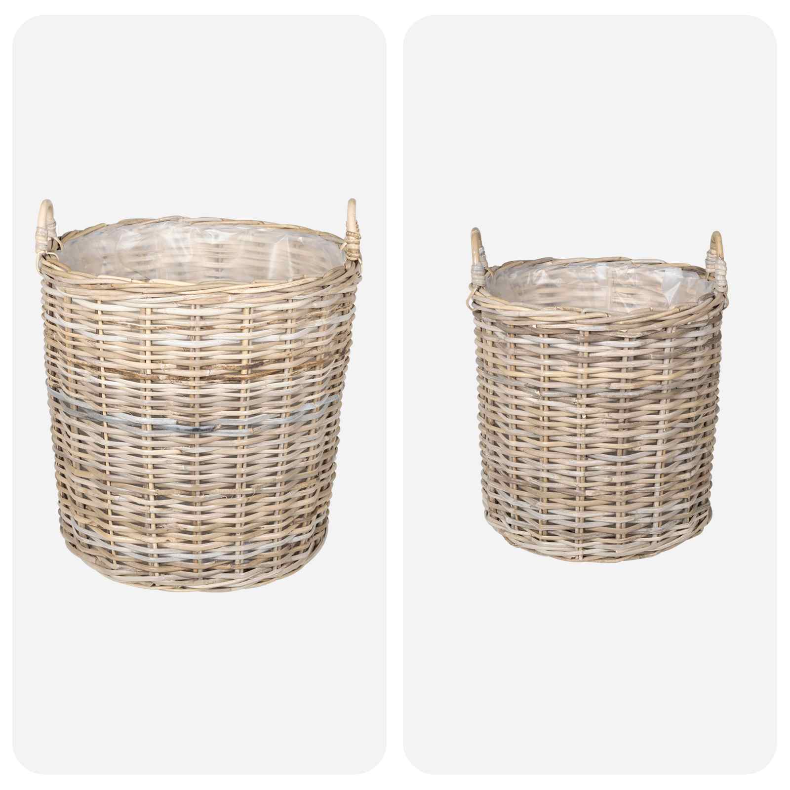 vidaXL Plantermand met opslag 2 pcs Grijs Lacak Riet