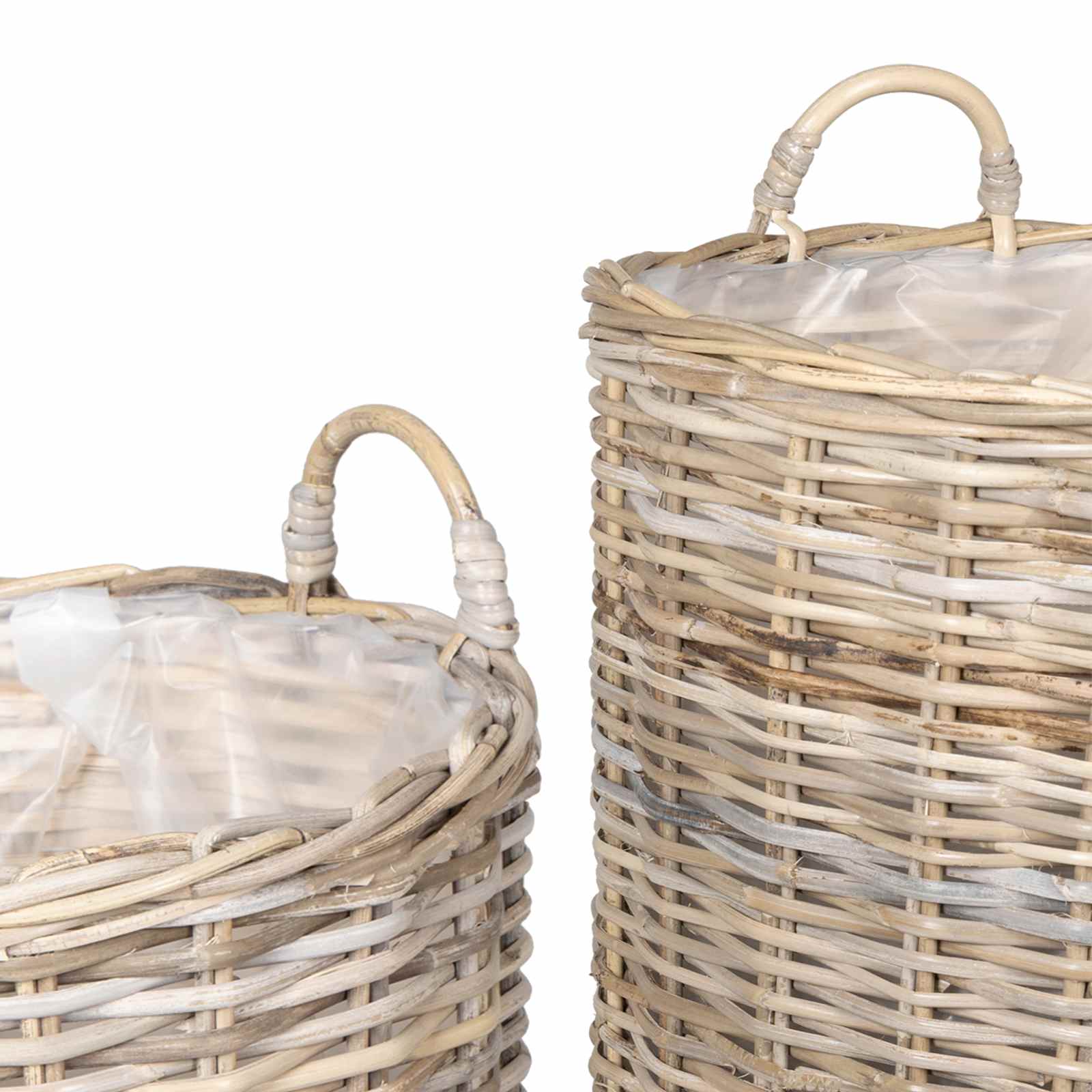 vidaXL Plantermand met opslag 2 pcs Grijs Lacak Riet