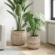 vidaXL Plantermand met opslag 2 pcs Grijs Lacak Riet