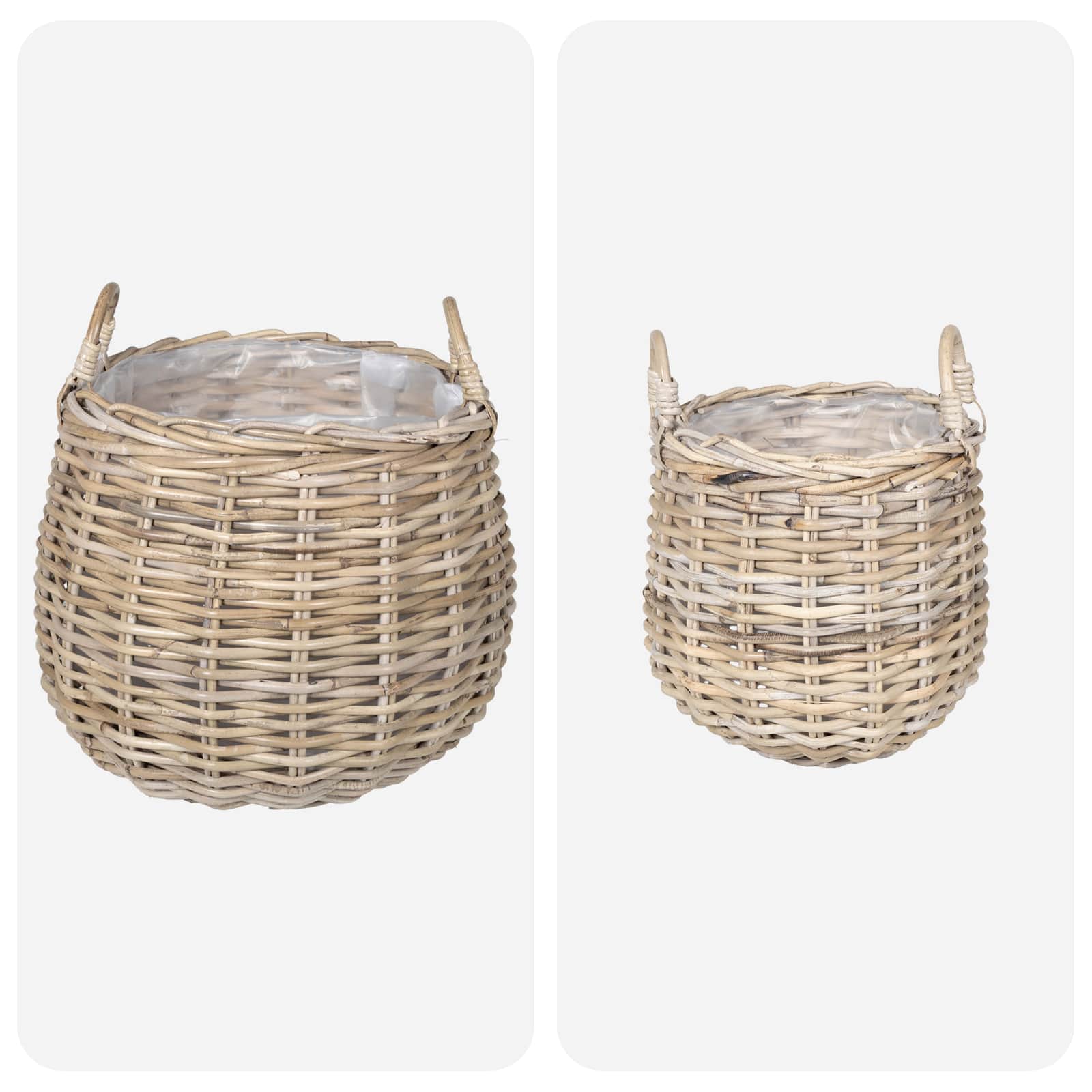 vidaXL Plantermand met opslag 2 pcs Grijs Lacak Riet