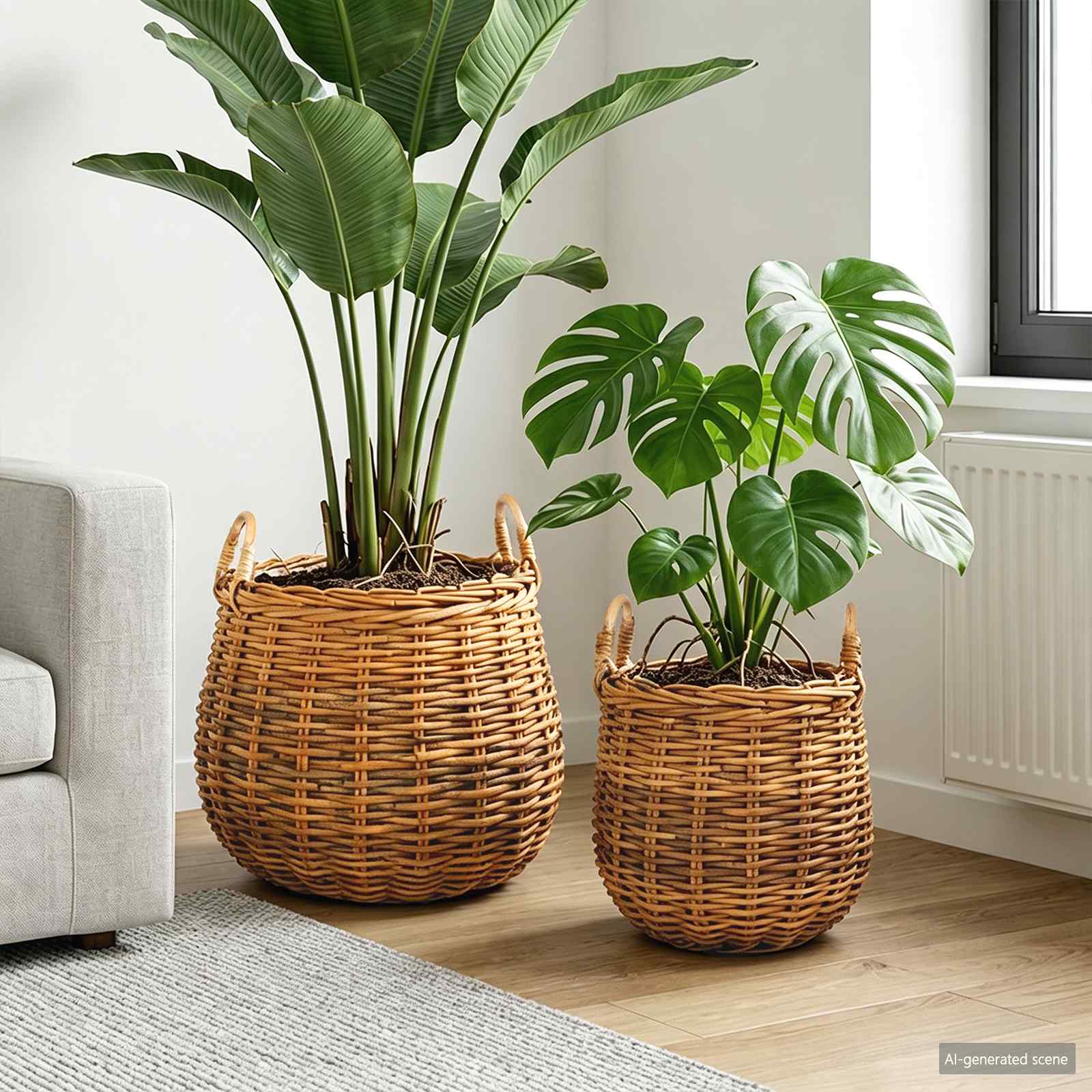vidaXL Plantermand met opslag 2 pcs Grijs Lacak Riet