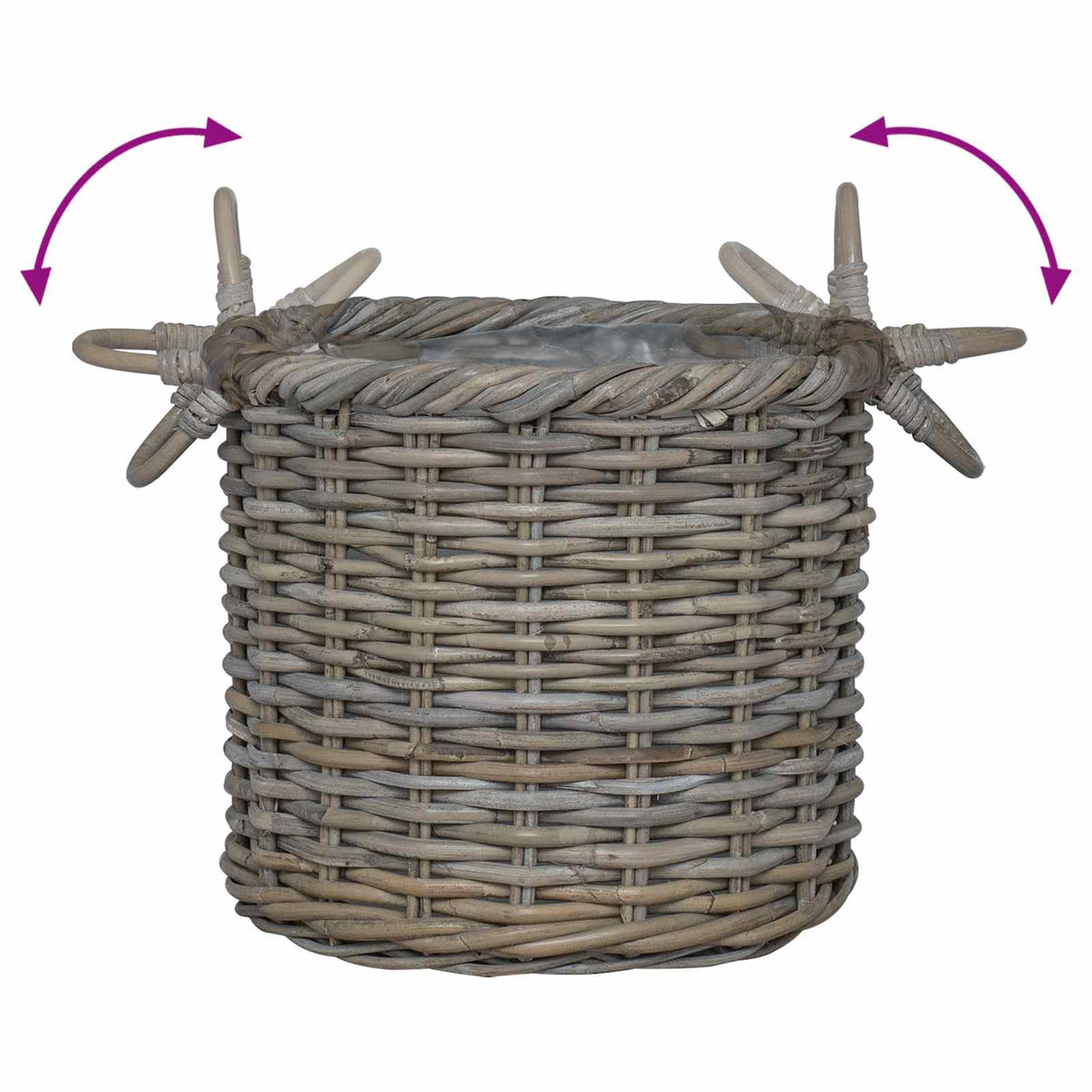 vidaXL Plantenmand met opslag 3 pcs Grijs Kubu Rattan