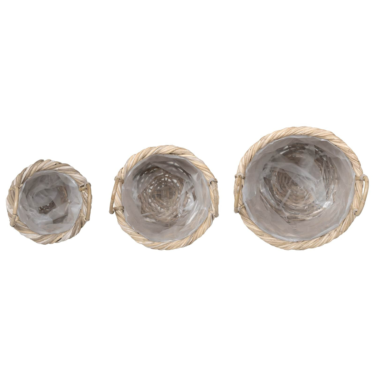 vidaXL Plantenmand met opslag 3 pcs Grijs Kubu Rattan