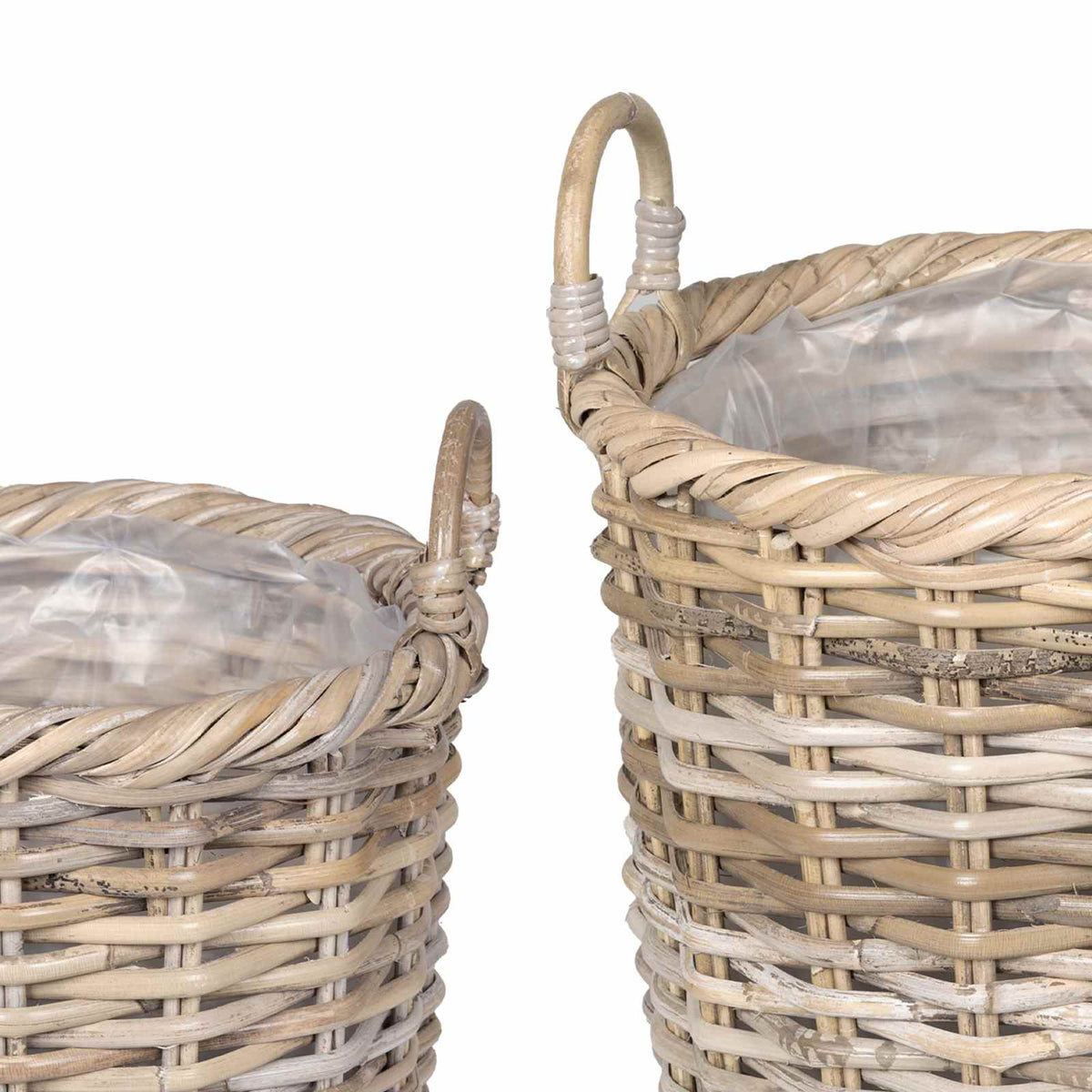 vidaXL Plantenmand met opslag 3 pcs Grijs Kubu Rattan