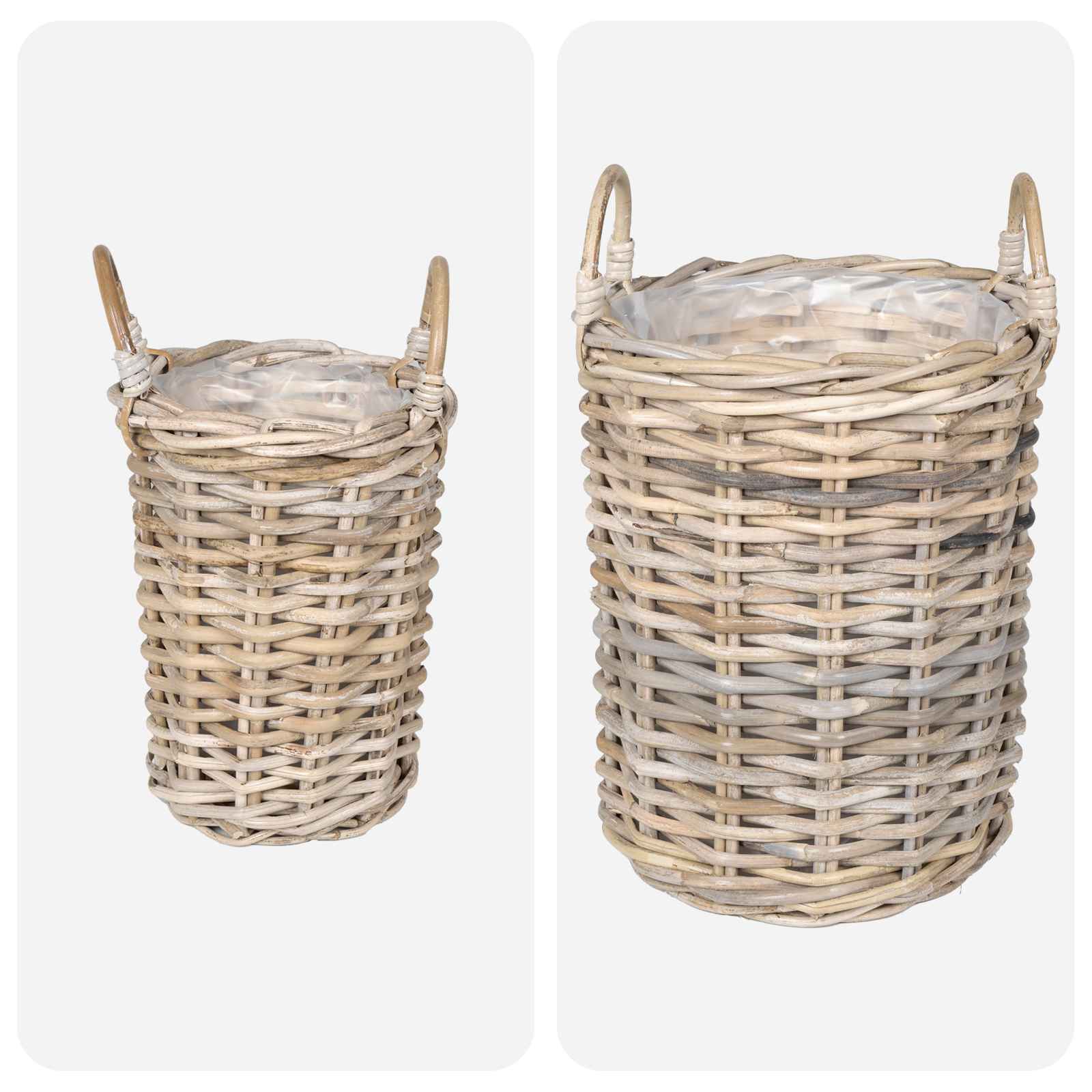 vidaXL Plantmand met opslag 2 pcs Grijs Kubu Rattan