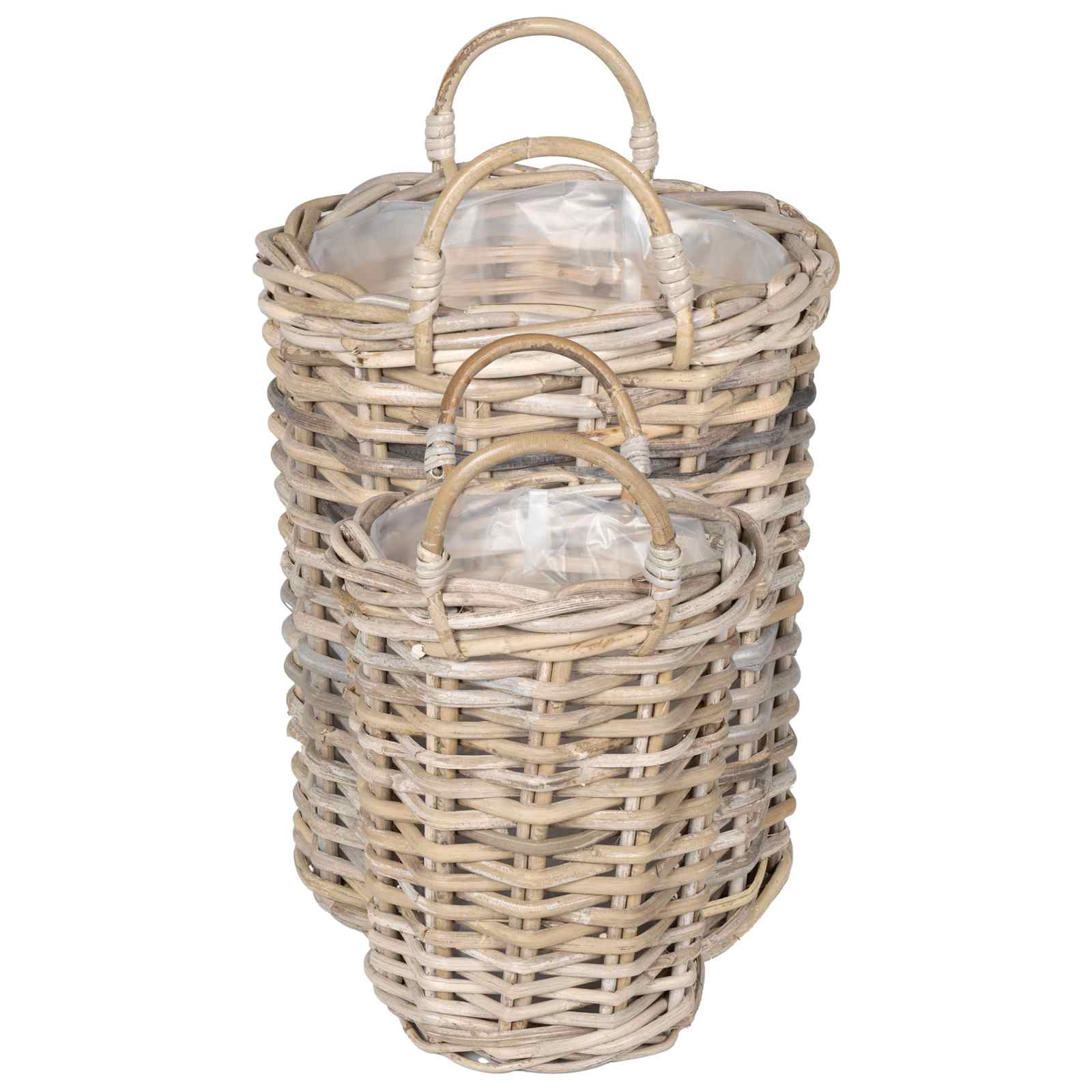 vidaXL Plantmand met opslag 2 pcs Grijs Kubu Rattan