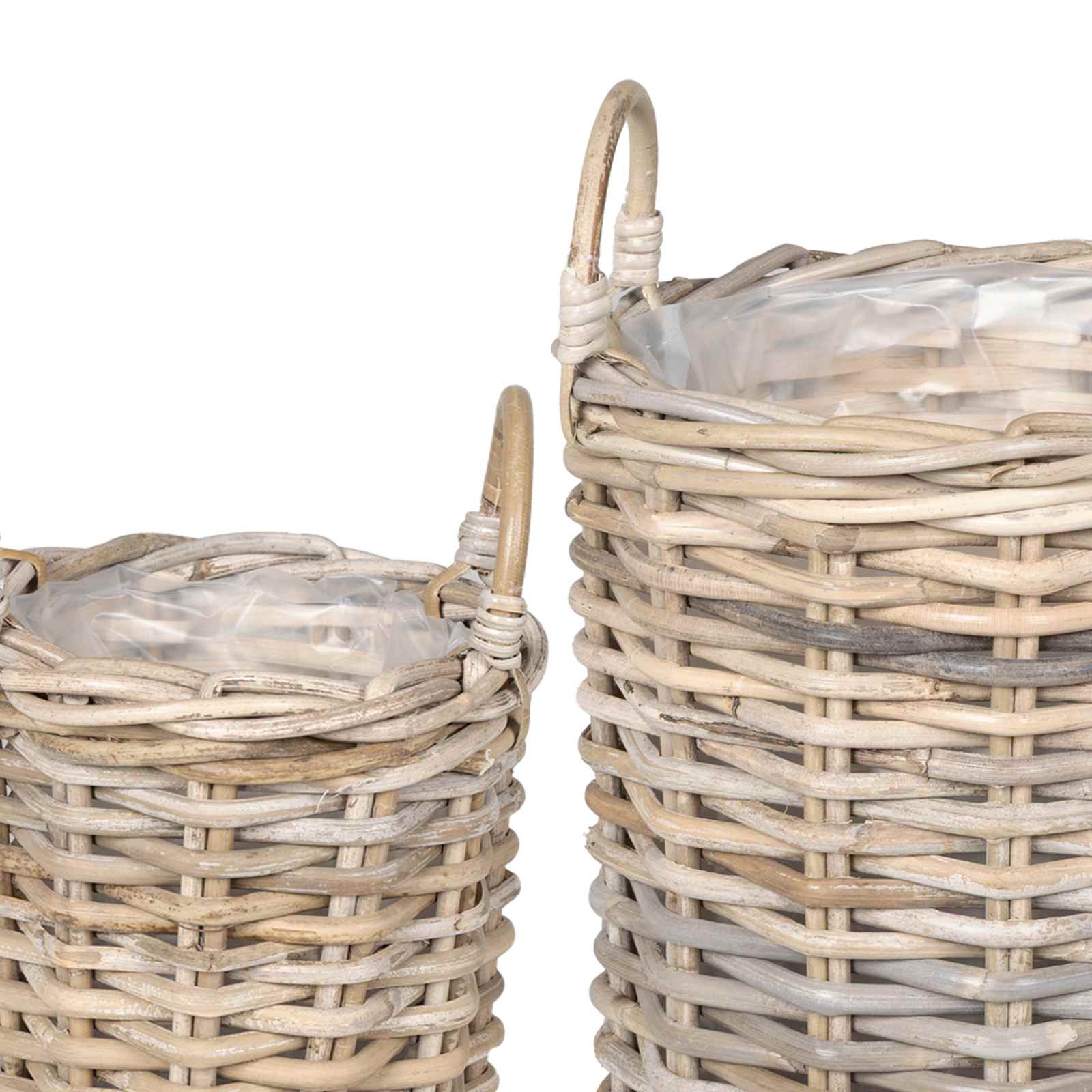 vidaXL Plantmand met opslag 2 pcs Grijs Kubu Rattan