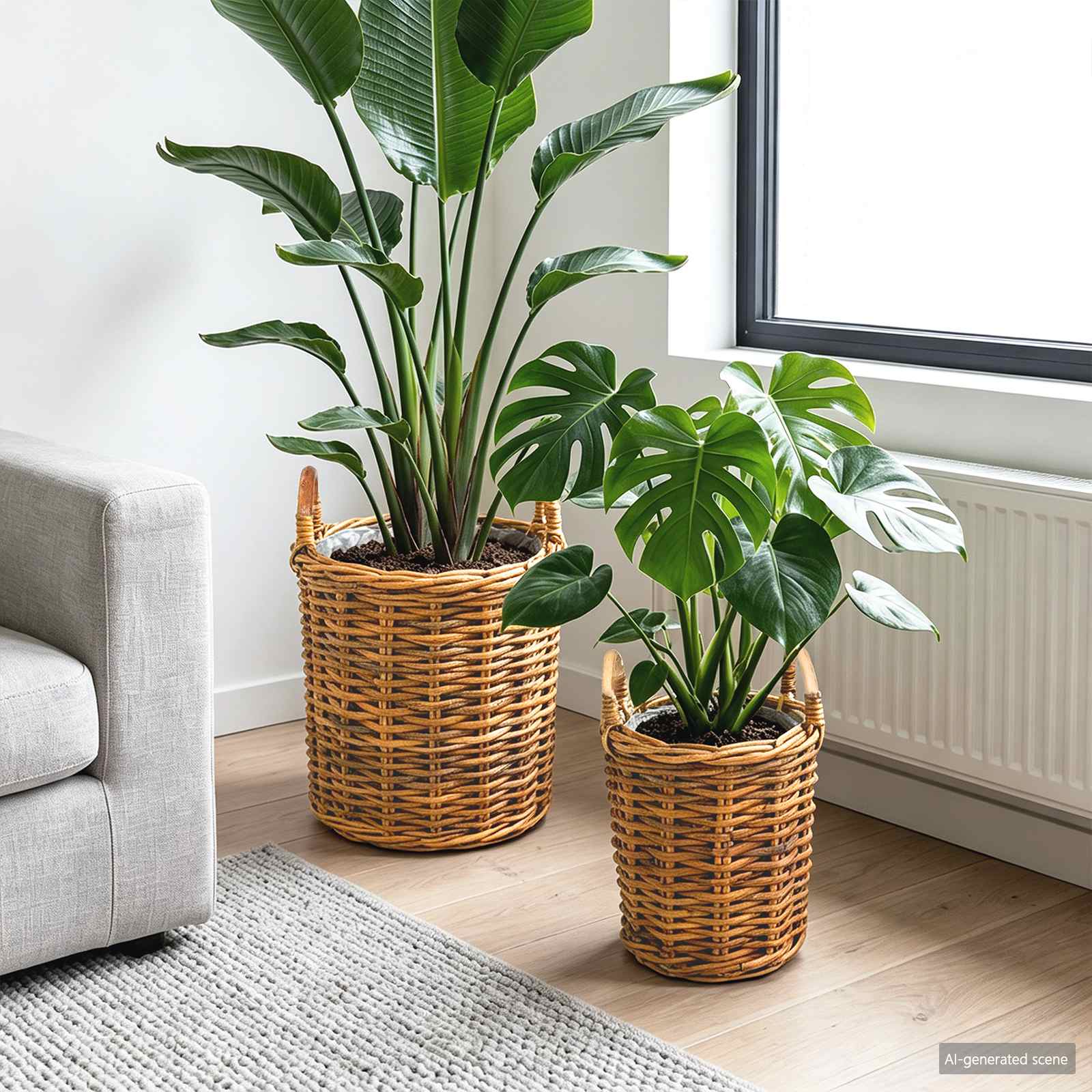 vidaXL Plantmand met opslag 2 pcs Grijs Kubu Rattan