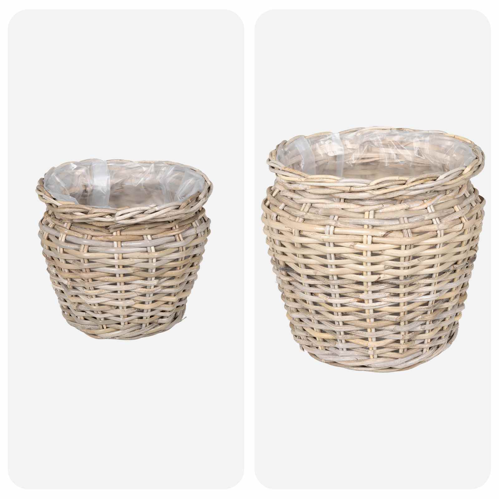 vidaXL Plantenmand met opslag 2 pcs Grijs Lacak Riet