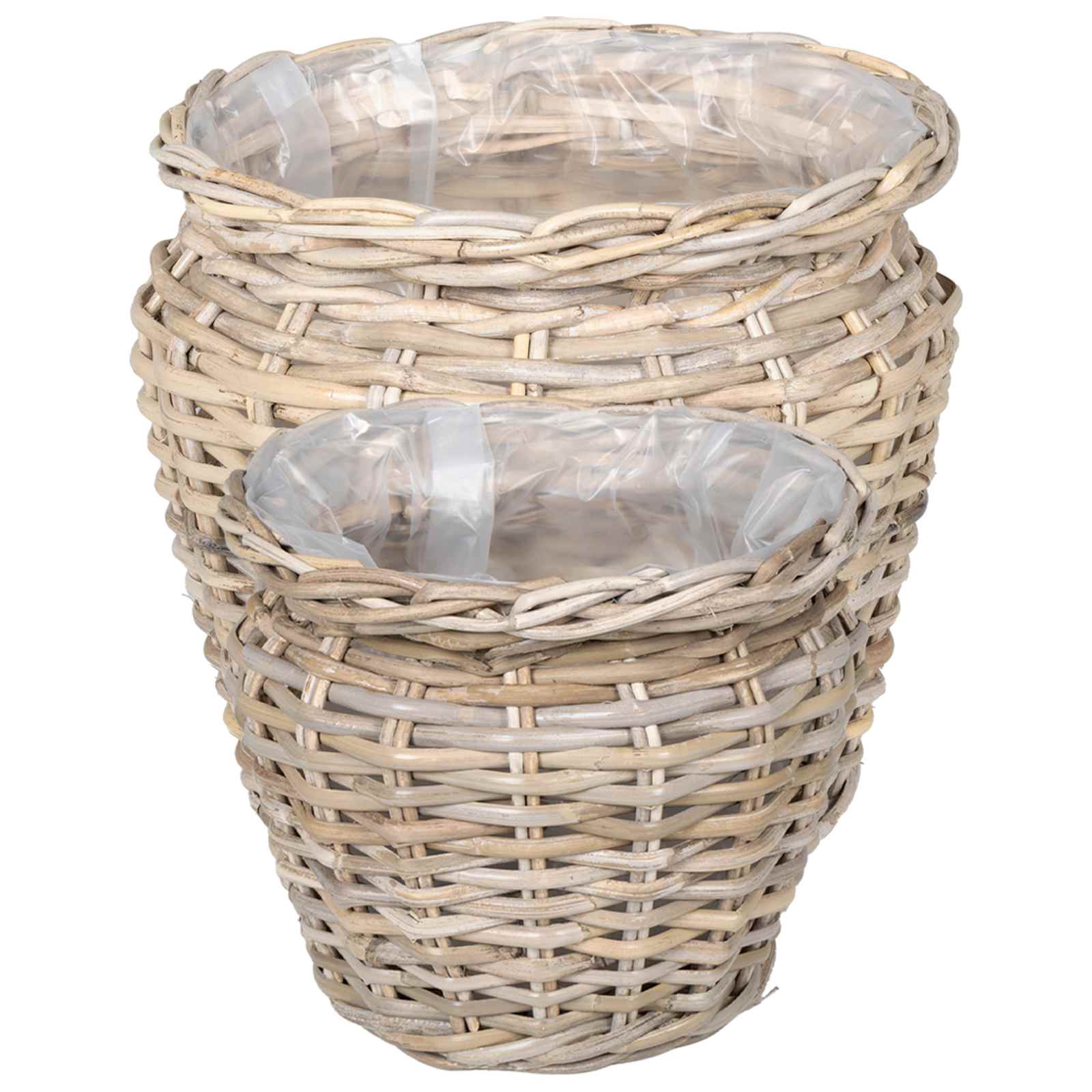 vidaXL Plantenmand met opslag 2 pcs Grijs Lacak Riet