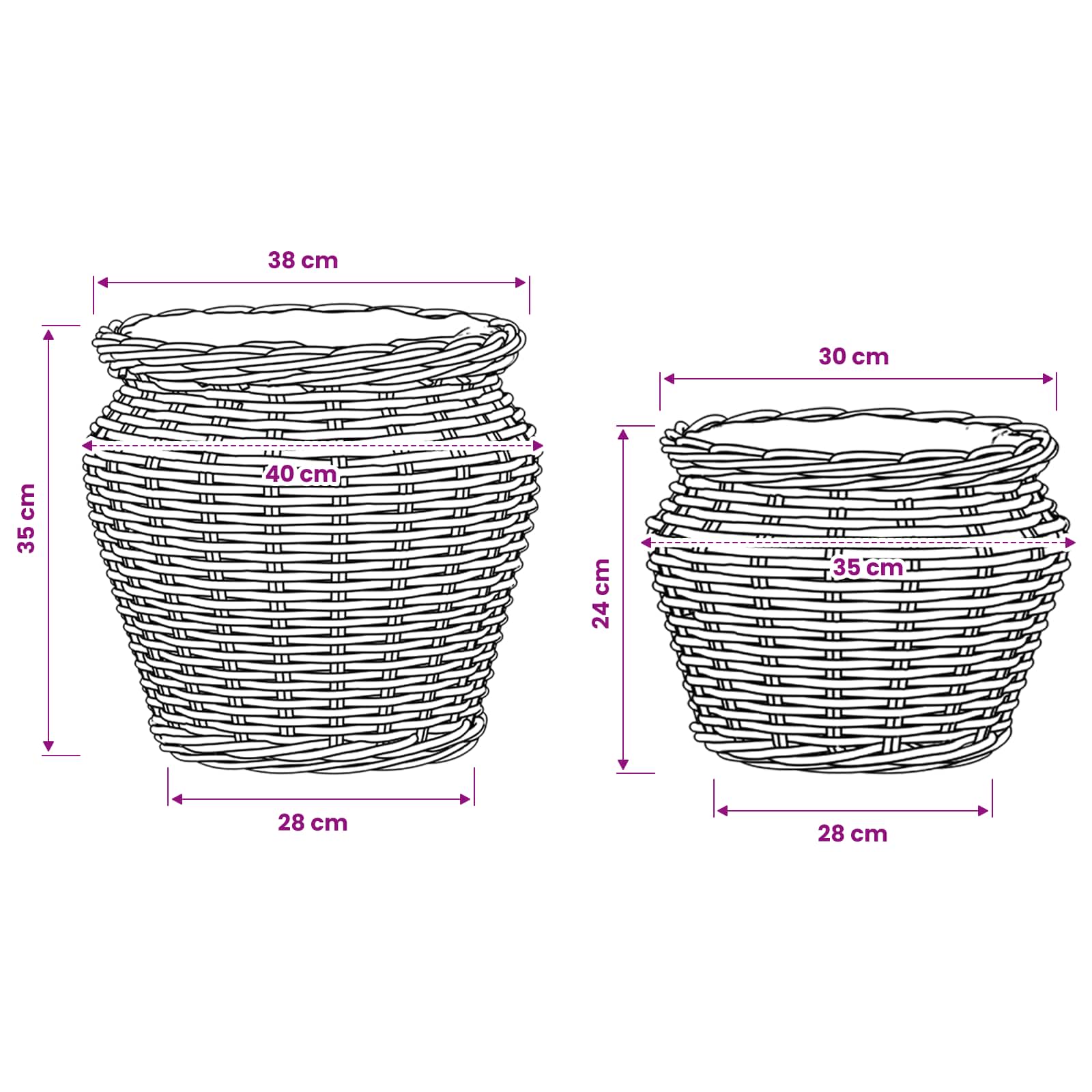 vidaXL Plantenmand met opslag 2 pcs Grijs Lacak Riet