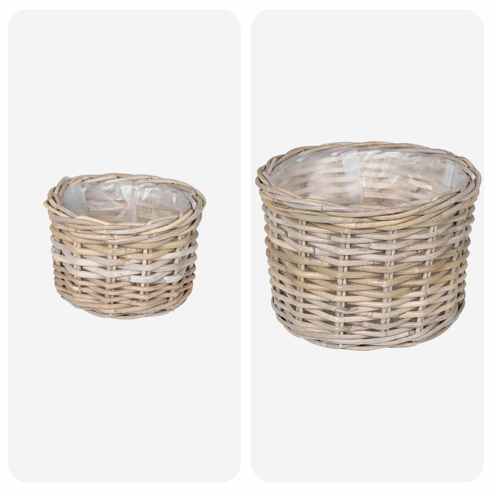 vidaXL Bloempot Mand met opslag 2 pcs Grijs Kubu Rattan