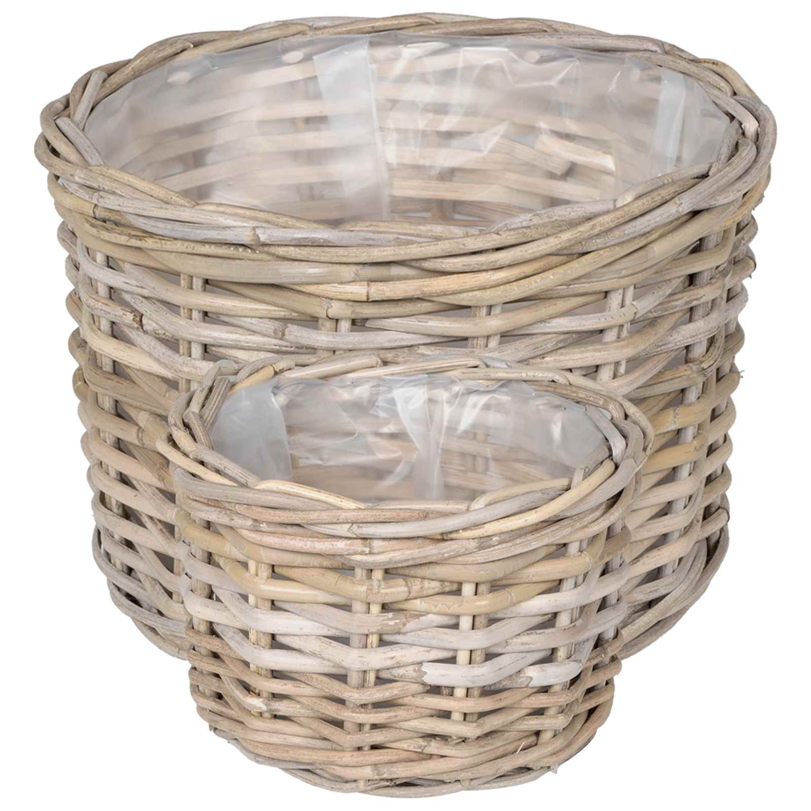 vidaXL Bloempot Mand met opslag 2 pcs Grijs Kubu Rattan