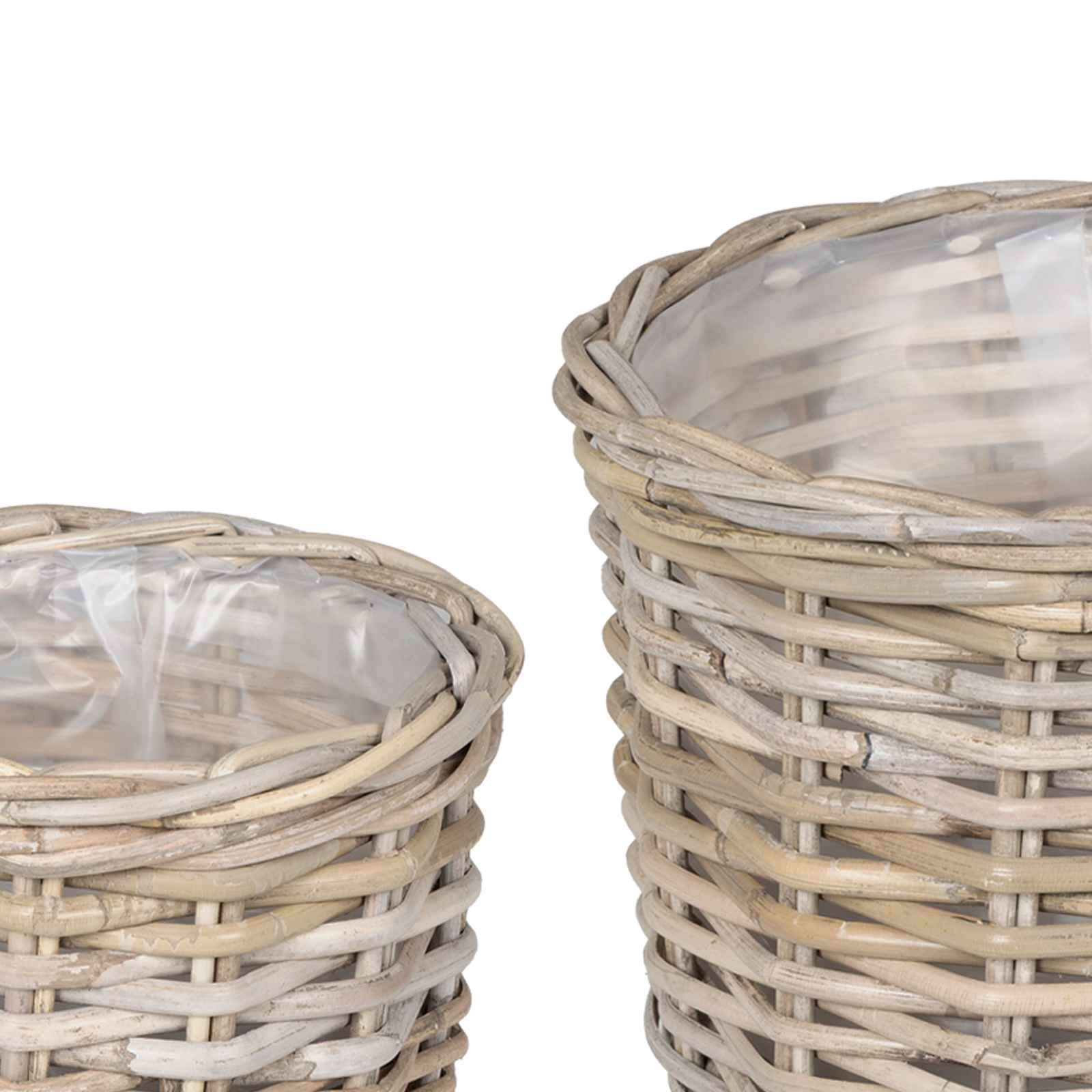 vidaXL Bloempot Mand met opslag 2 pcs Grijs Kubu Rattan