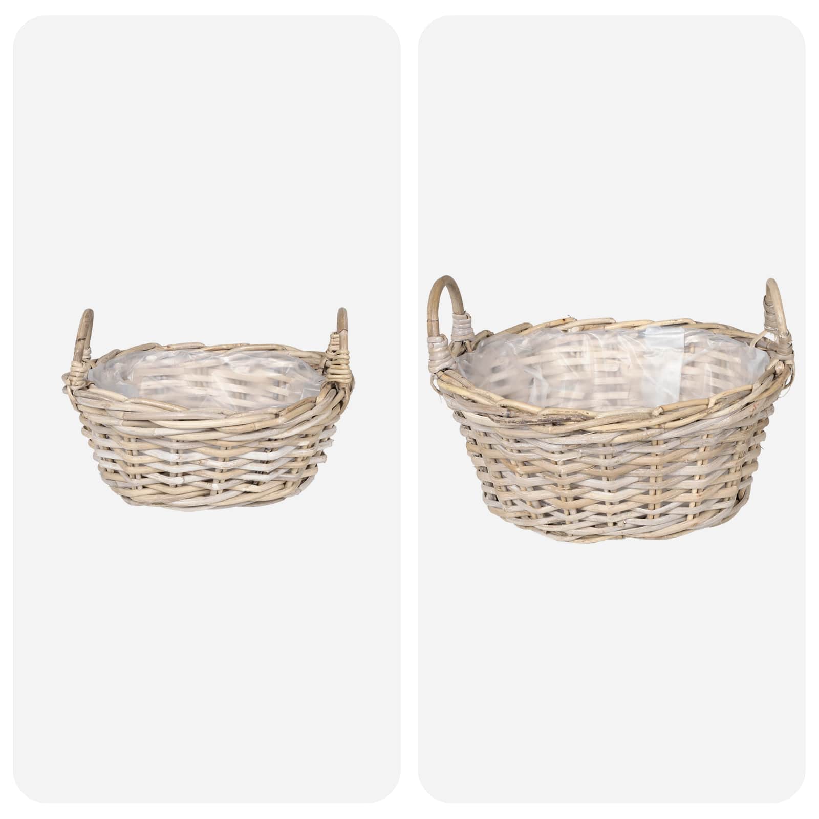 vidaXL Plantenmand met opslag 2 pcs Grijs Lacak Riet