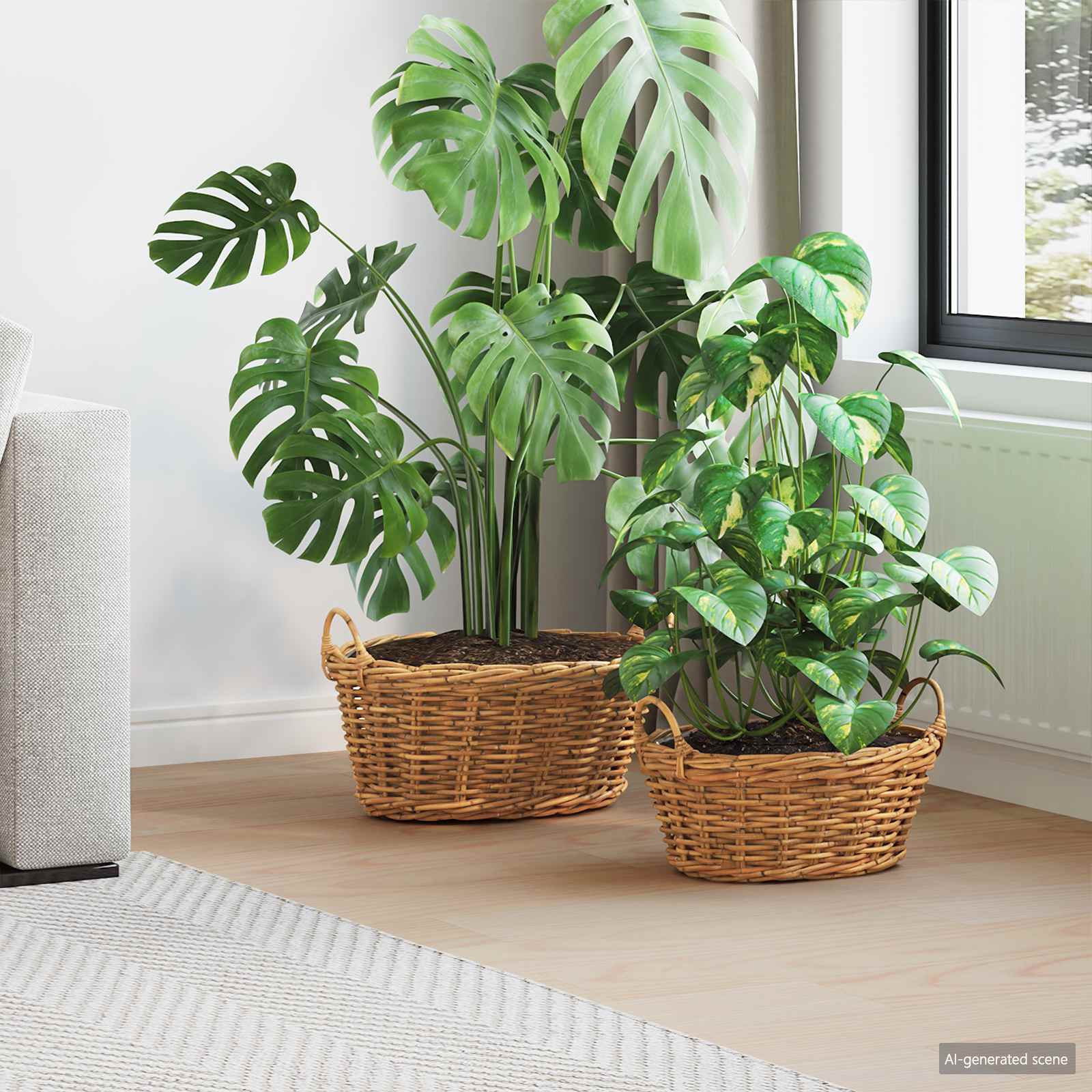 vidaXL Plantenmand met opslag 2 pcs Grijs Lacak Riet