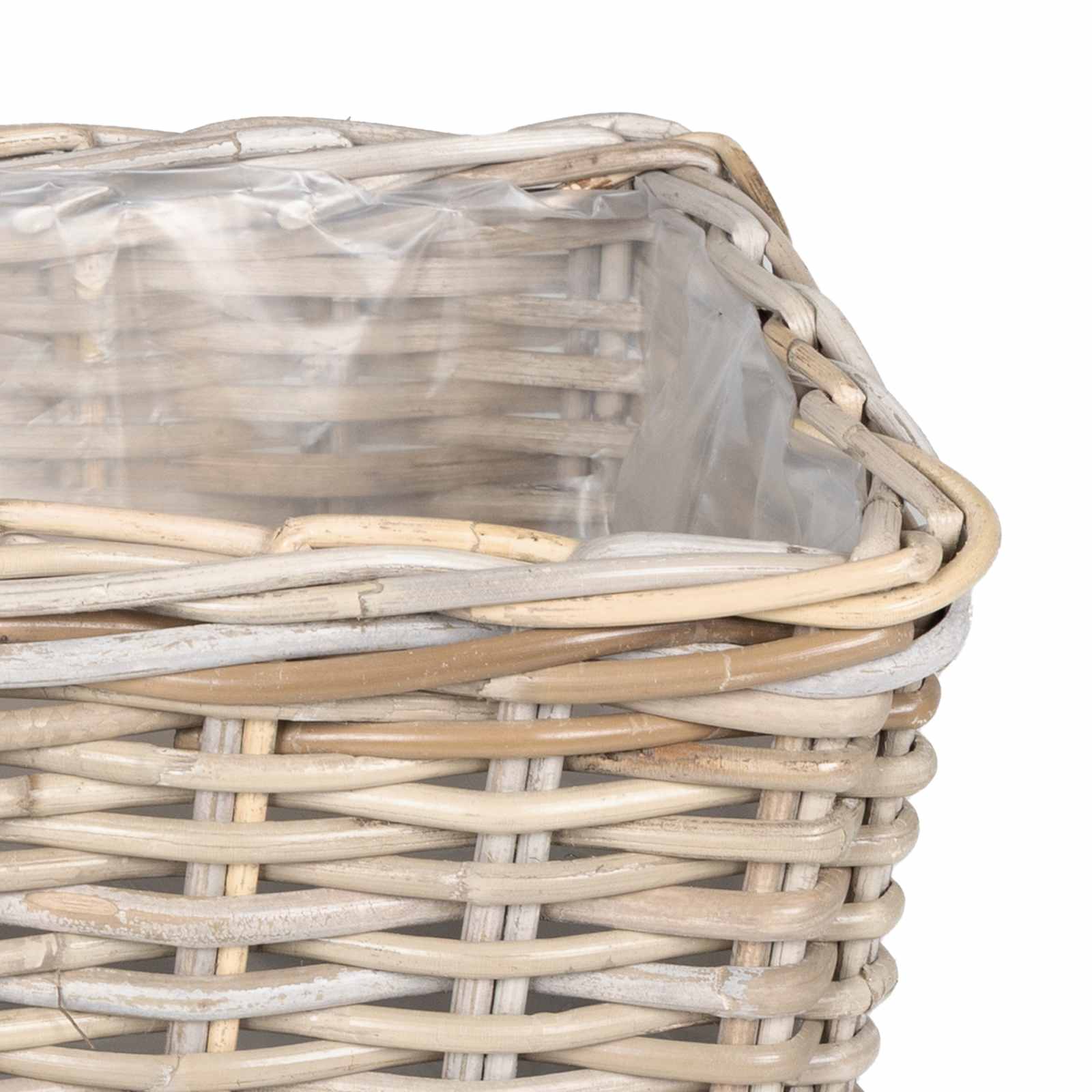 vidaXL Plantenmand met opslag 3 pcs Grijs Kubu Rattan