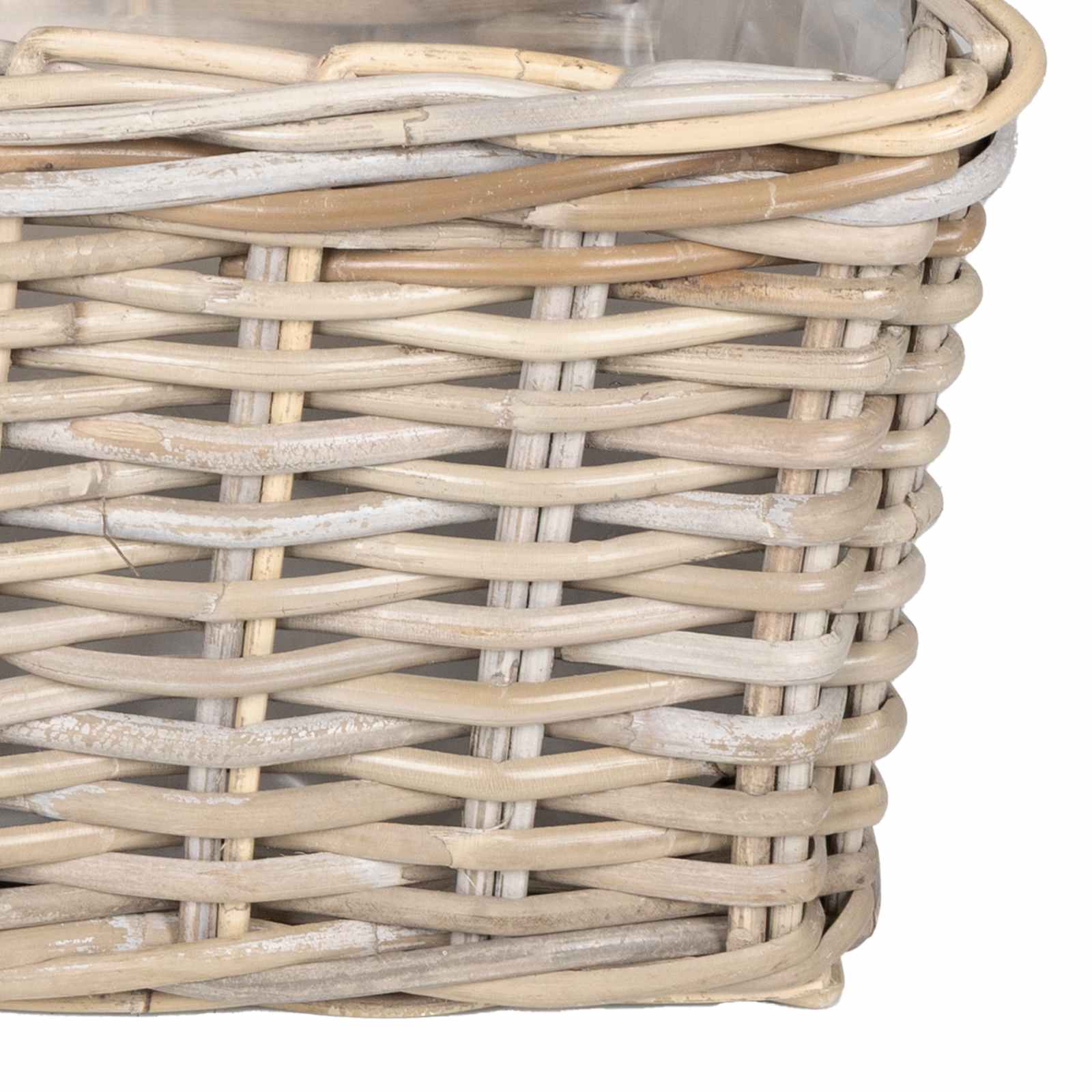 vidaXL Plantenmand met opslag 3 pcs Grijs Kubu Rattan