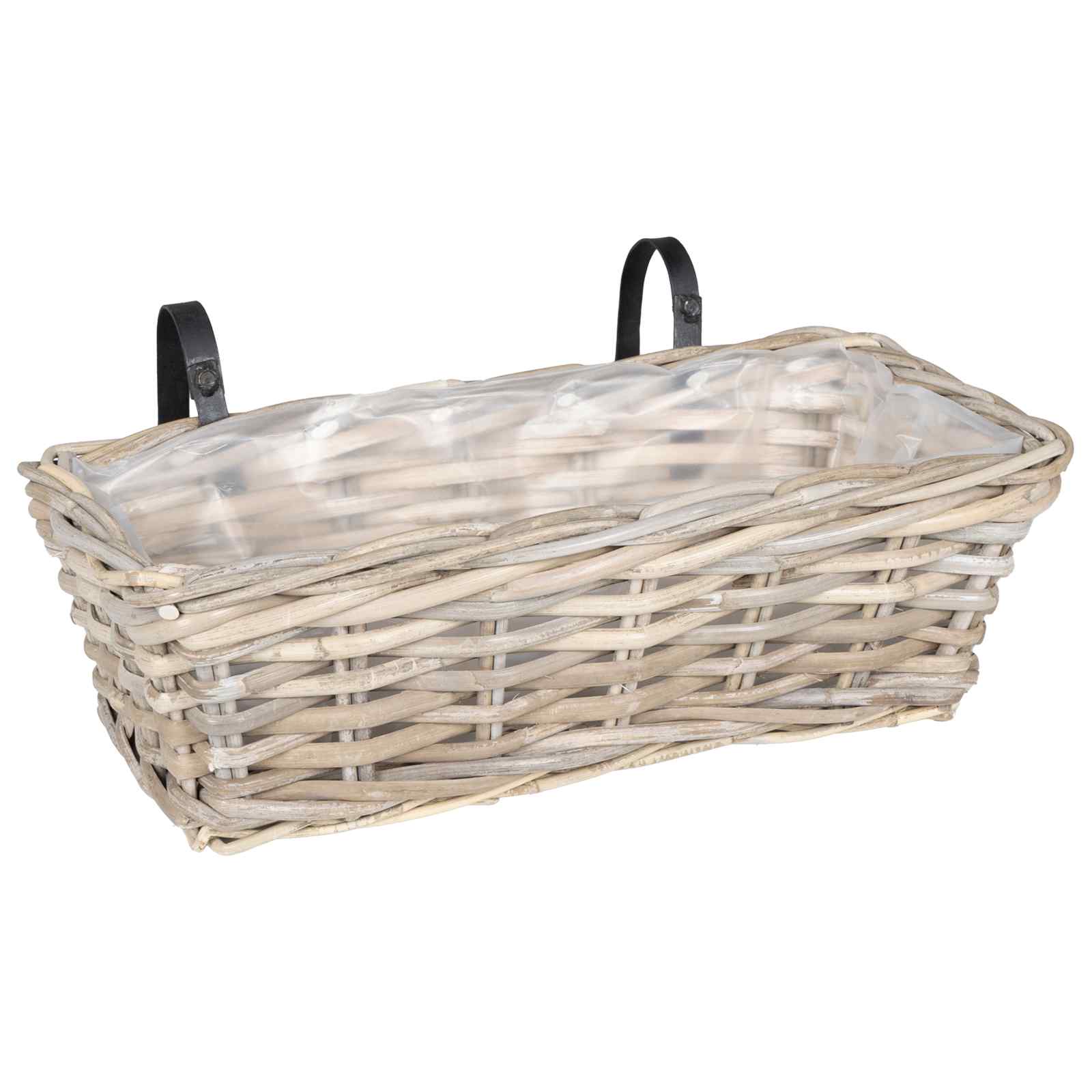 vidaXL Hangende Bloempot Mand 2 pcs Grijs 48 x 22 x 15 cm Lacak Riet