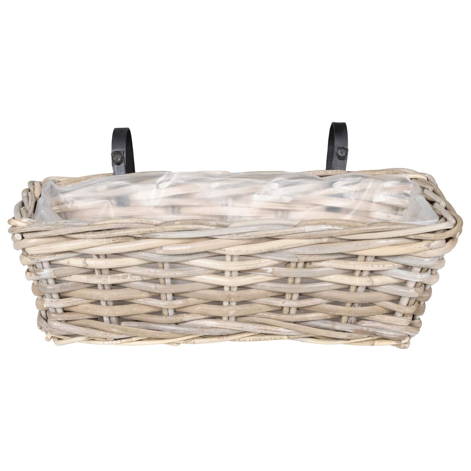 vidaXL Hangende Bloempot Mand 2 pcs Grijs 48 x 22 x 15 cm Lacak Riet