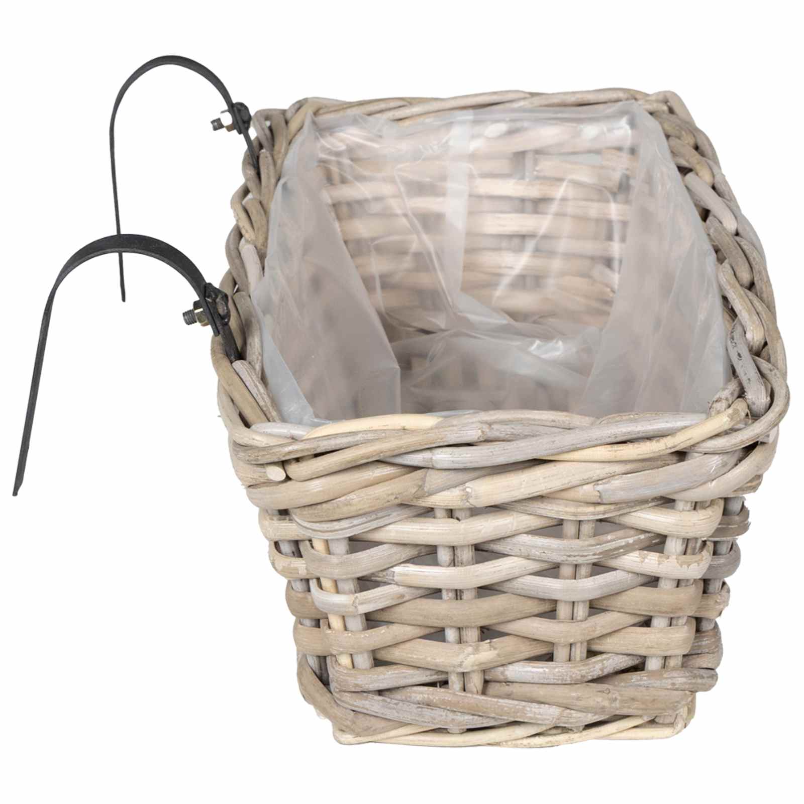 vidaXL Hangende Bloempot Mand 2 pcs Grijs 48 x 22 x 15 cm Lacak Riet