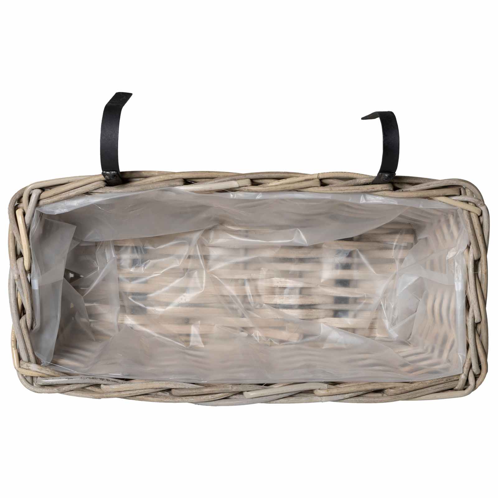 vidaXL Hangende Bloempot Mand 2 pcs Grijs 48 x 22 x 15 cm Lacak Riet