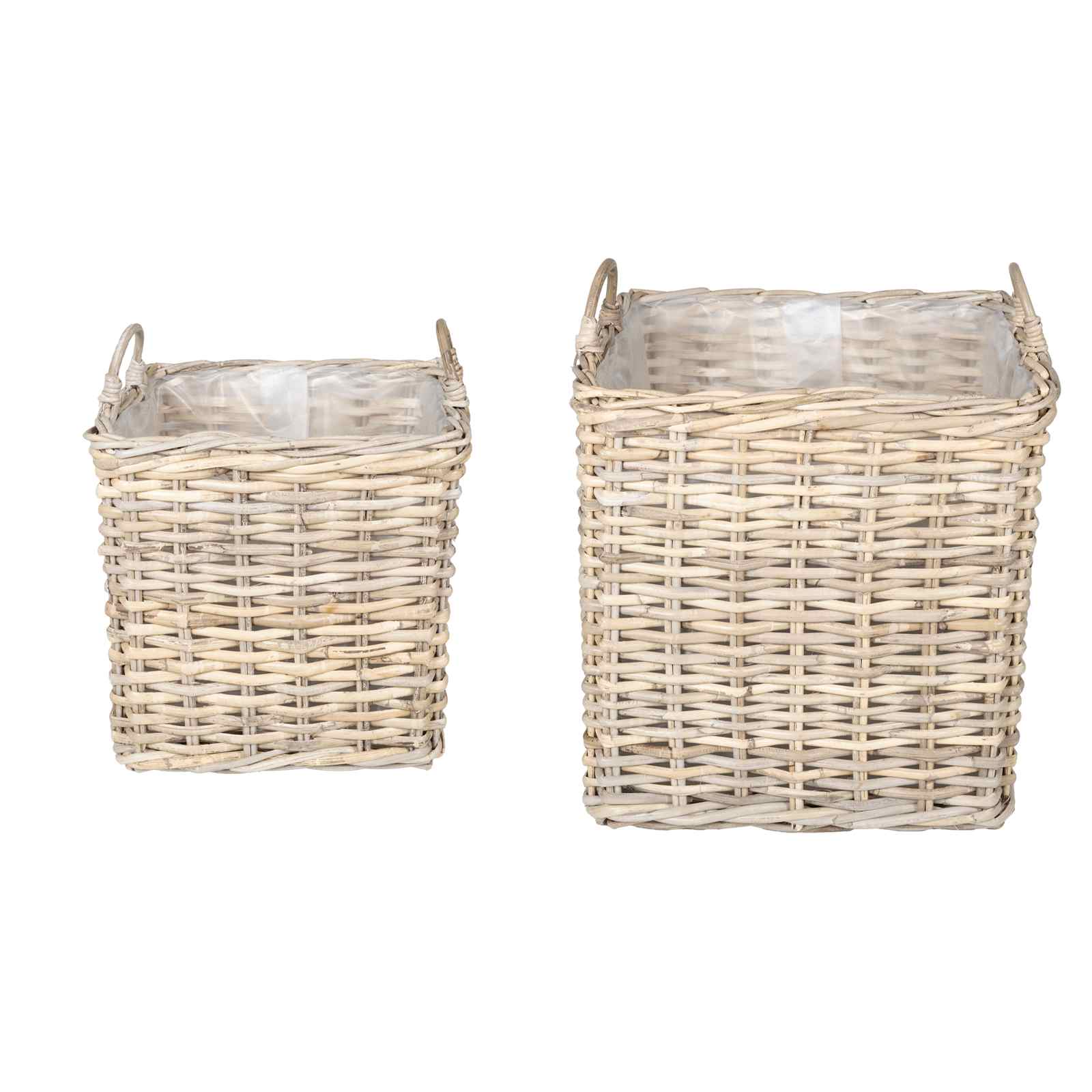 vidaXL Plantenmand met opslag 2 pcs Grijs Lacak Riet