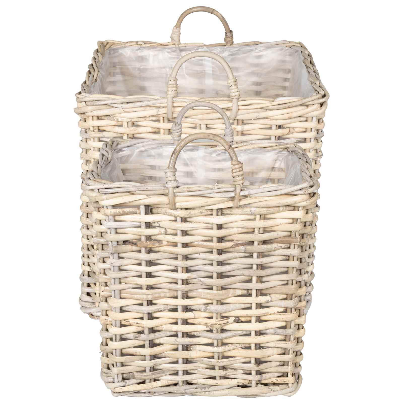 vidaXL Plantenmand met opslag 2 pcs Grijs Lacak Riet
