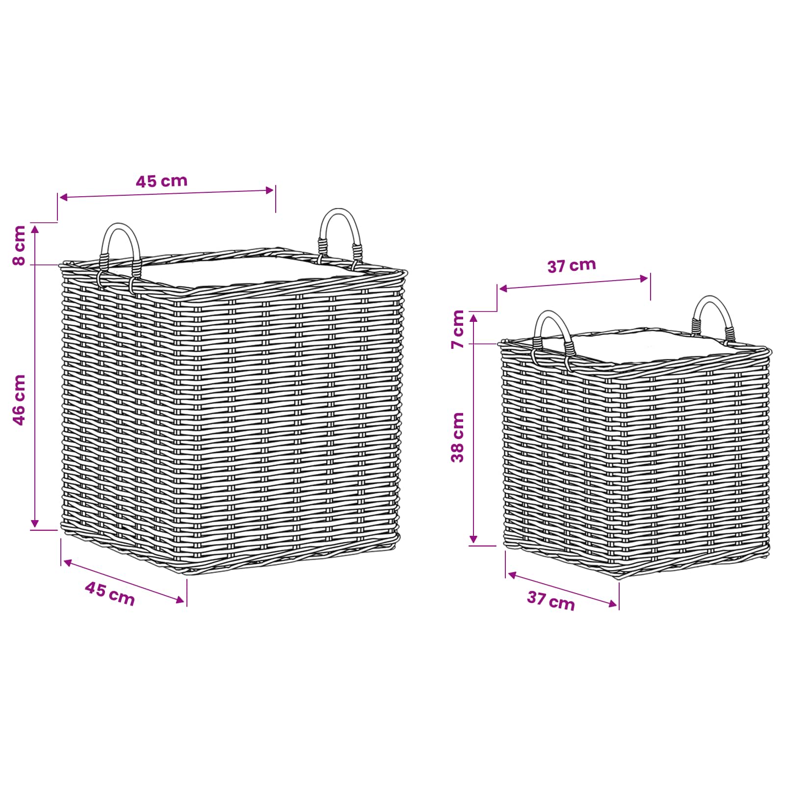 vidaXL Plantenmand met opslag 2 pcs Grijs Lacak Riet