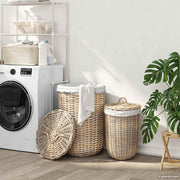 vidaXL Wasmand met deksel 2 pcs Kubu grijs Kubu Rattan