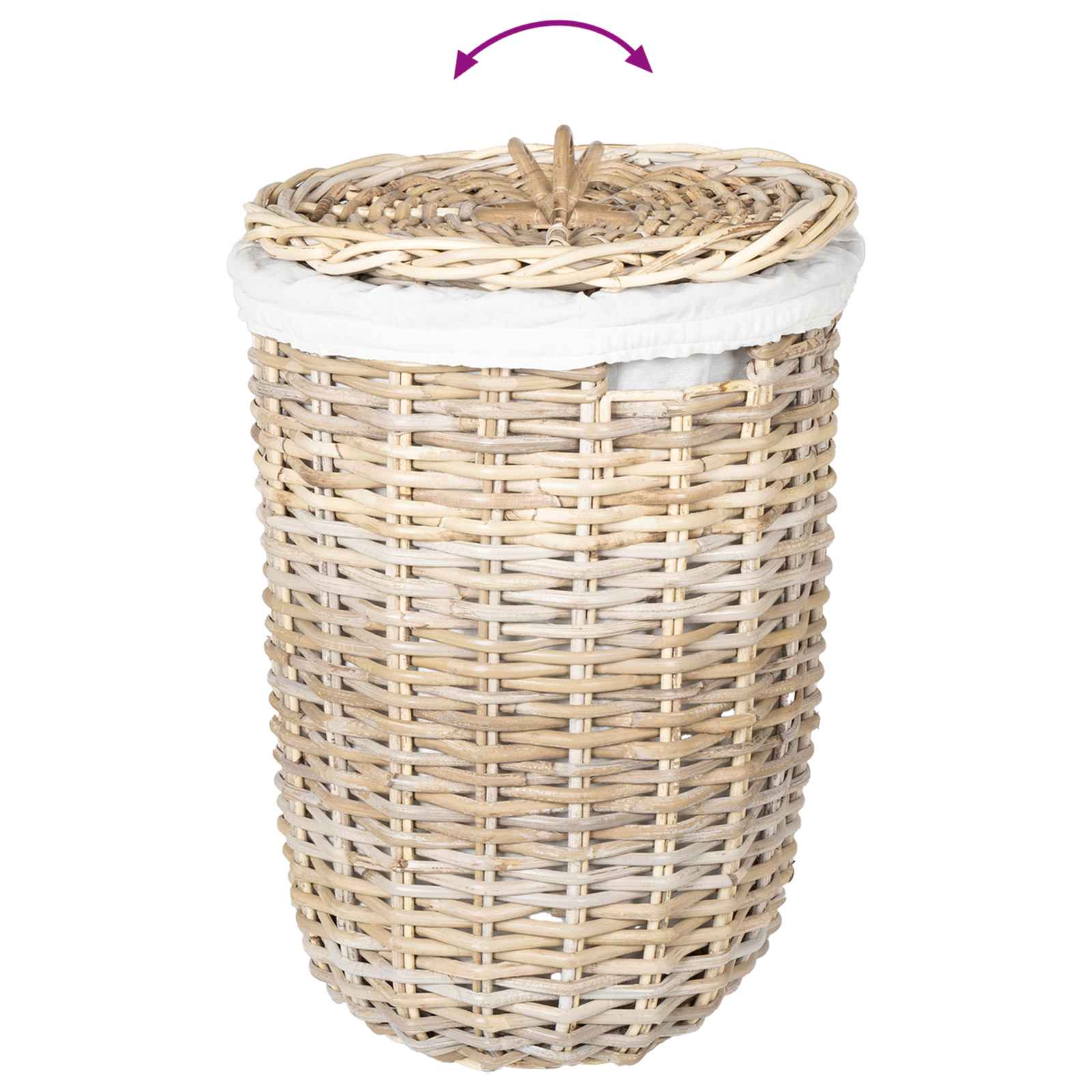 vidaXL Wasmand met deksel 2 pcs Kubu grijs Kubu Rattan