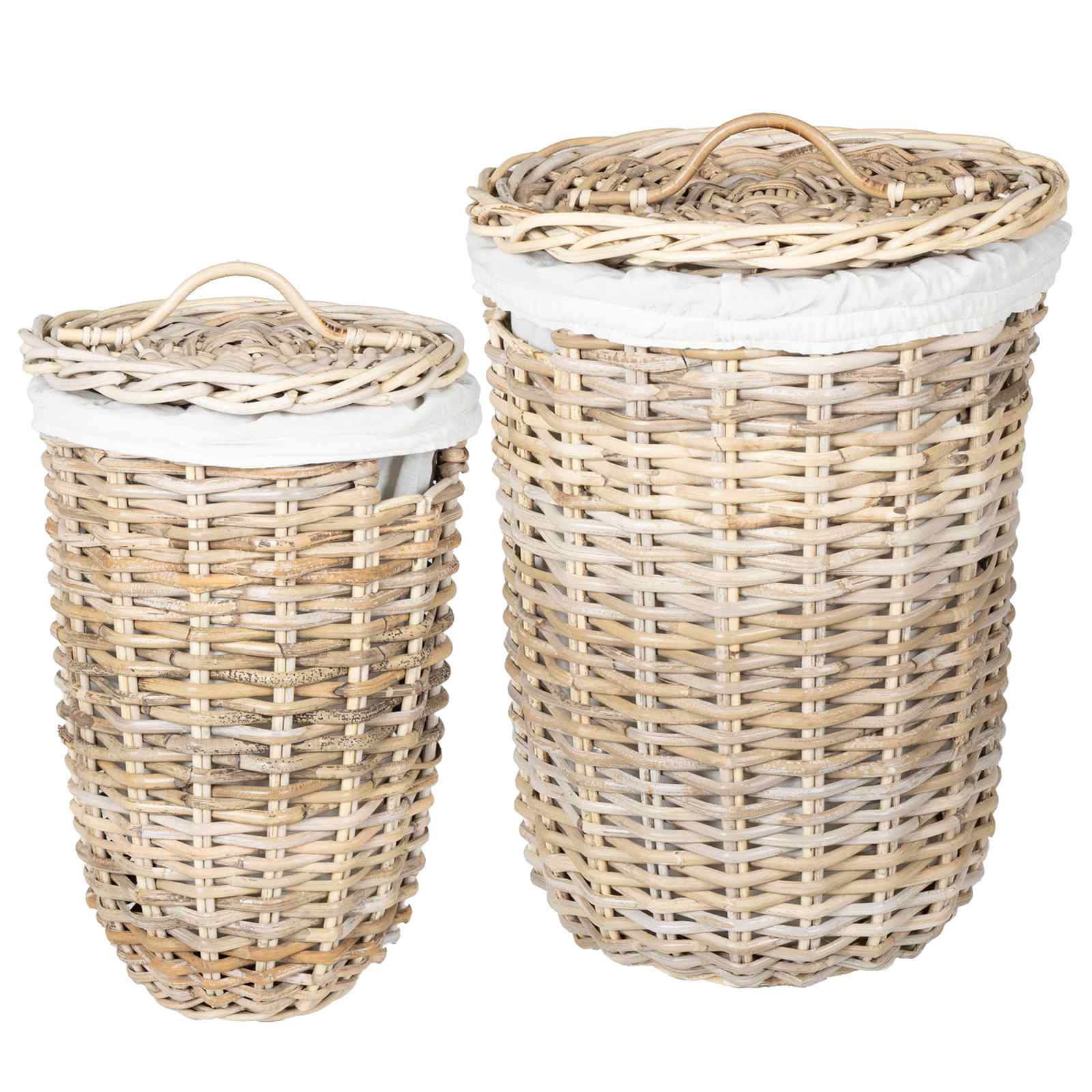 vidaXL Wasmand met deksel 2 pcs Kubu grijs Kubu Rattan
