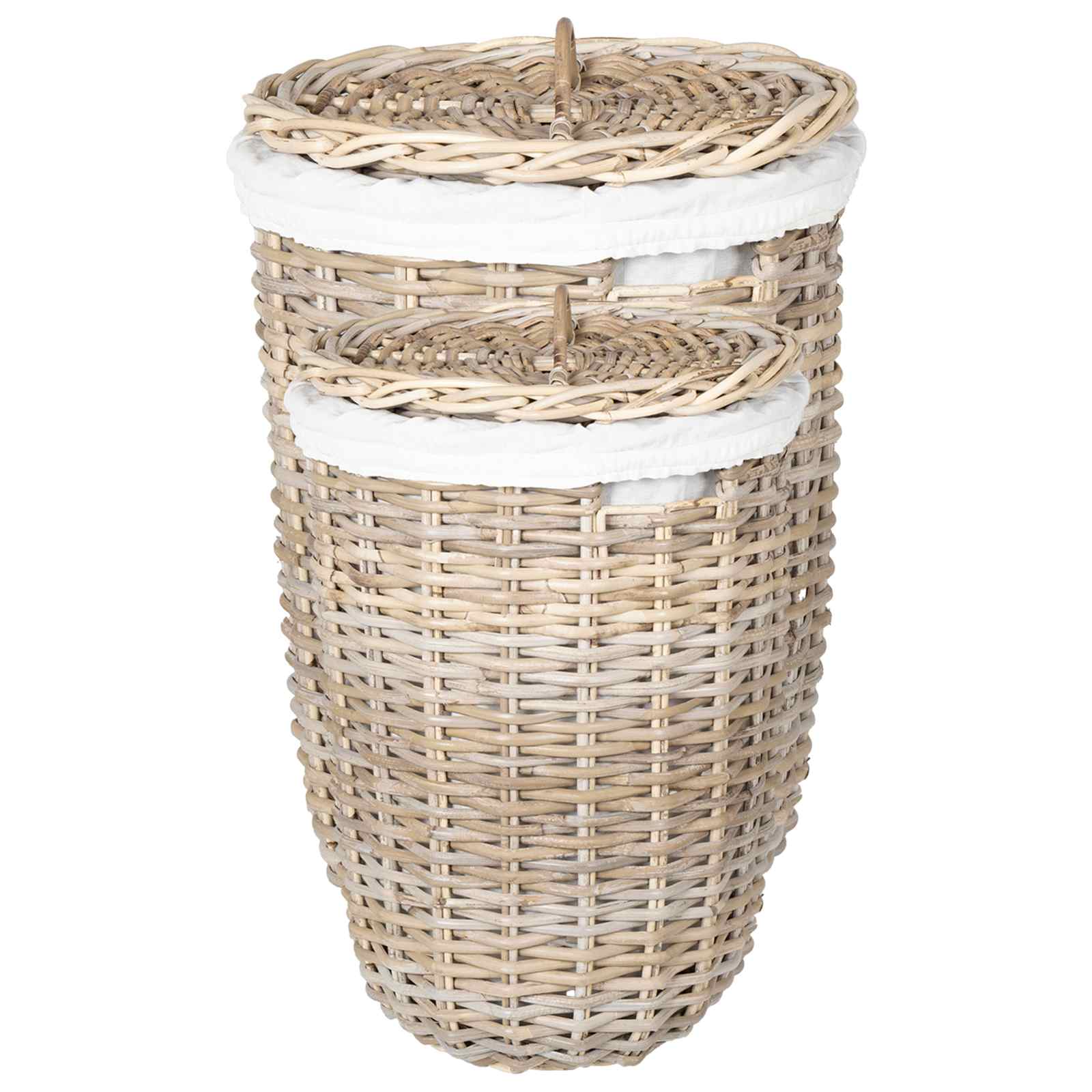vidaXL Wasmand met deksel 2 pcs Kubu grijs Kubu Rattan
