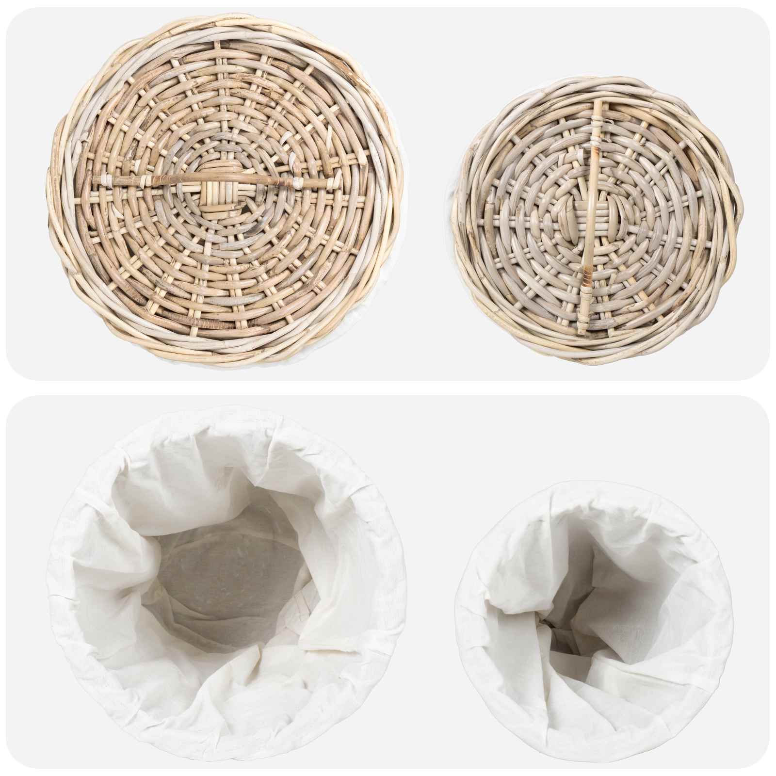 vidaXL Wasmand met deksel 2 pcs Kubu grijs Kubu Rattan
