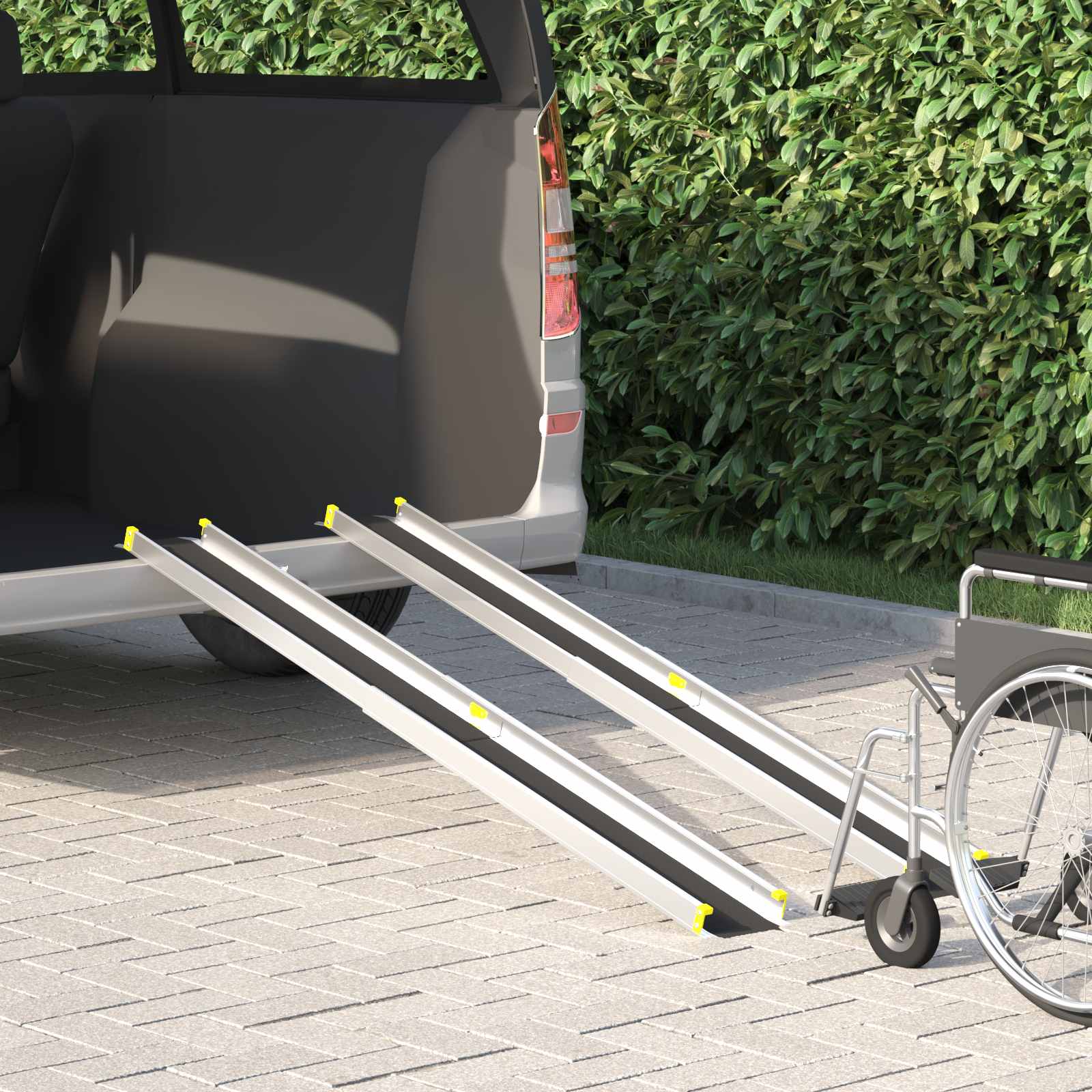 vidaXL Rolstoelhelling 2 pcs Zwart 152 x 19 x 5,5 cm Aluminium