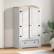 vidaXL Kledingkast met lade Wit 101 x 52 x 170 cm Massief grenenhout